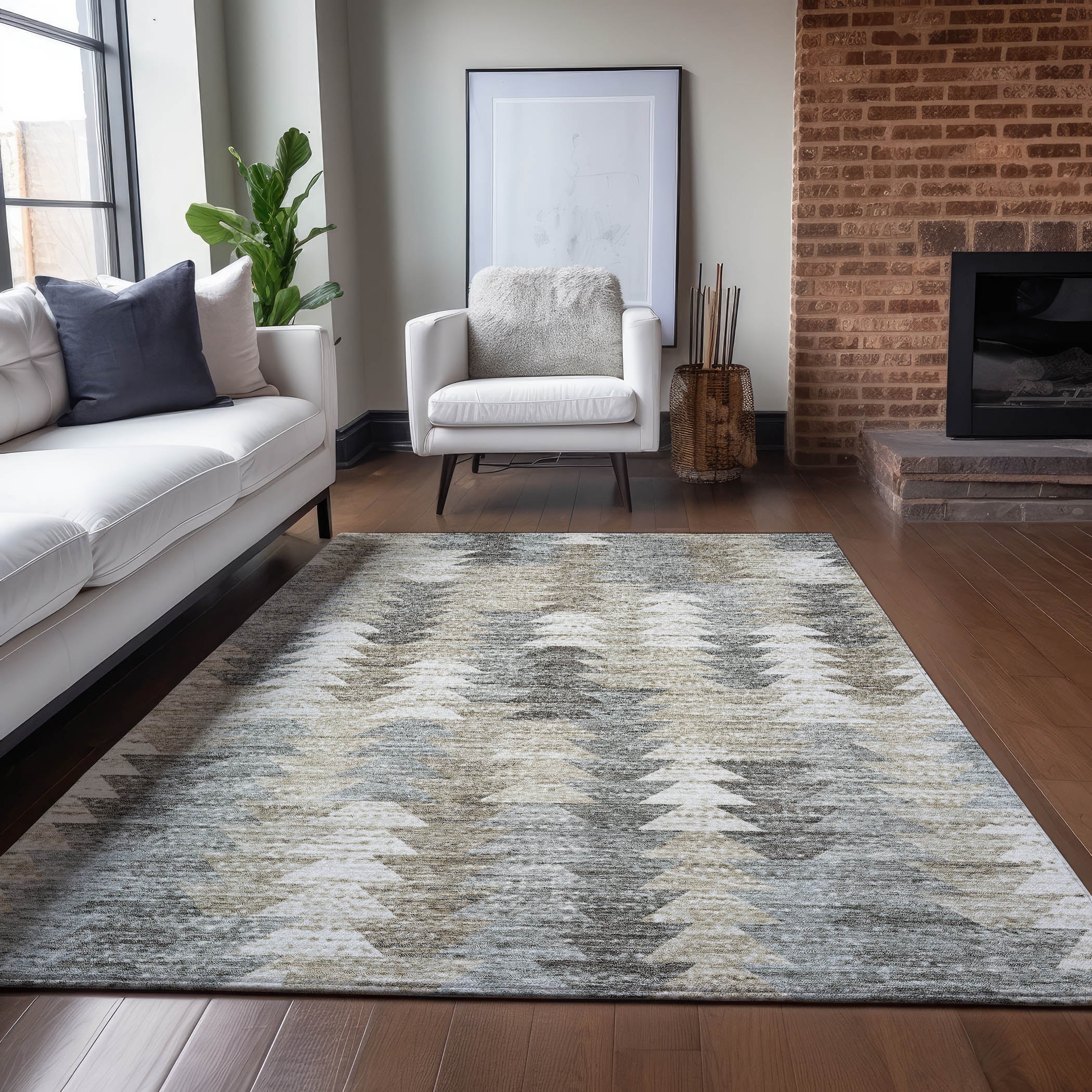 Addison Rugs ACN632TP30X46 Chantille ACN632TP 2 x 3 (ft) Polyester Taupe Rectangular Indoor/Outdoor Geometric Machine washable Area rug