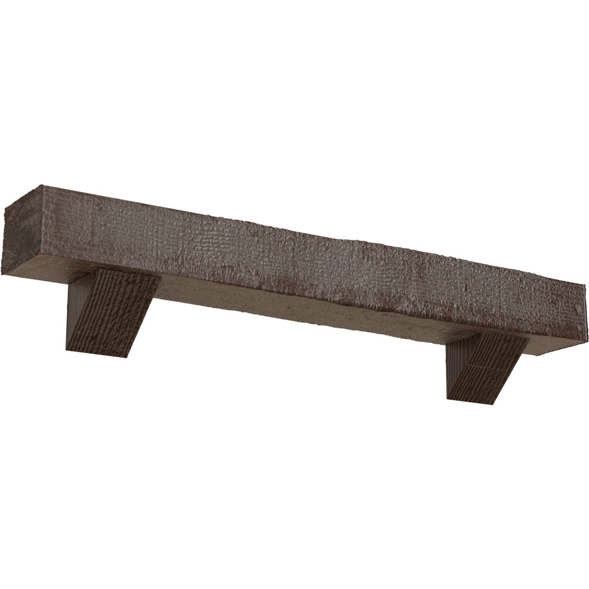 Ekena Millwork MANURS04X08X72BKAE 72-in W x 4-in H x 8-in D Pecan (Aged) Hollow Urethane Rustic Fireplace Mantel