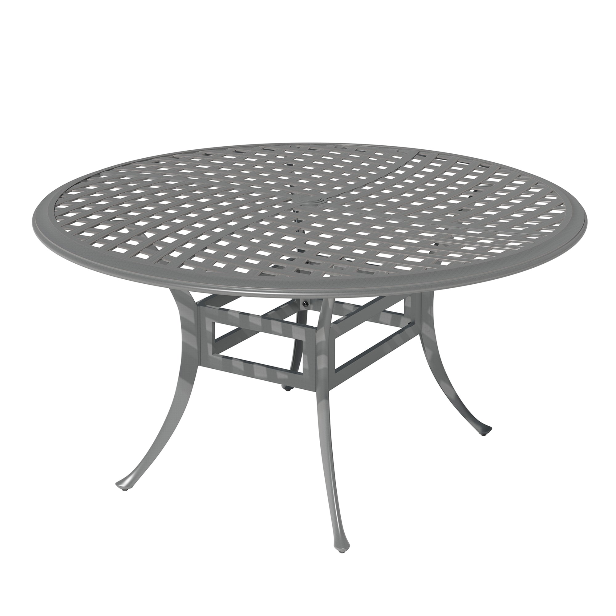 Mondawe 21OD154300FF Aluminum Round Outdoor Dining Table 53-in W x 53-in L with Umbrella Hole