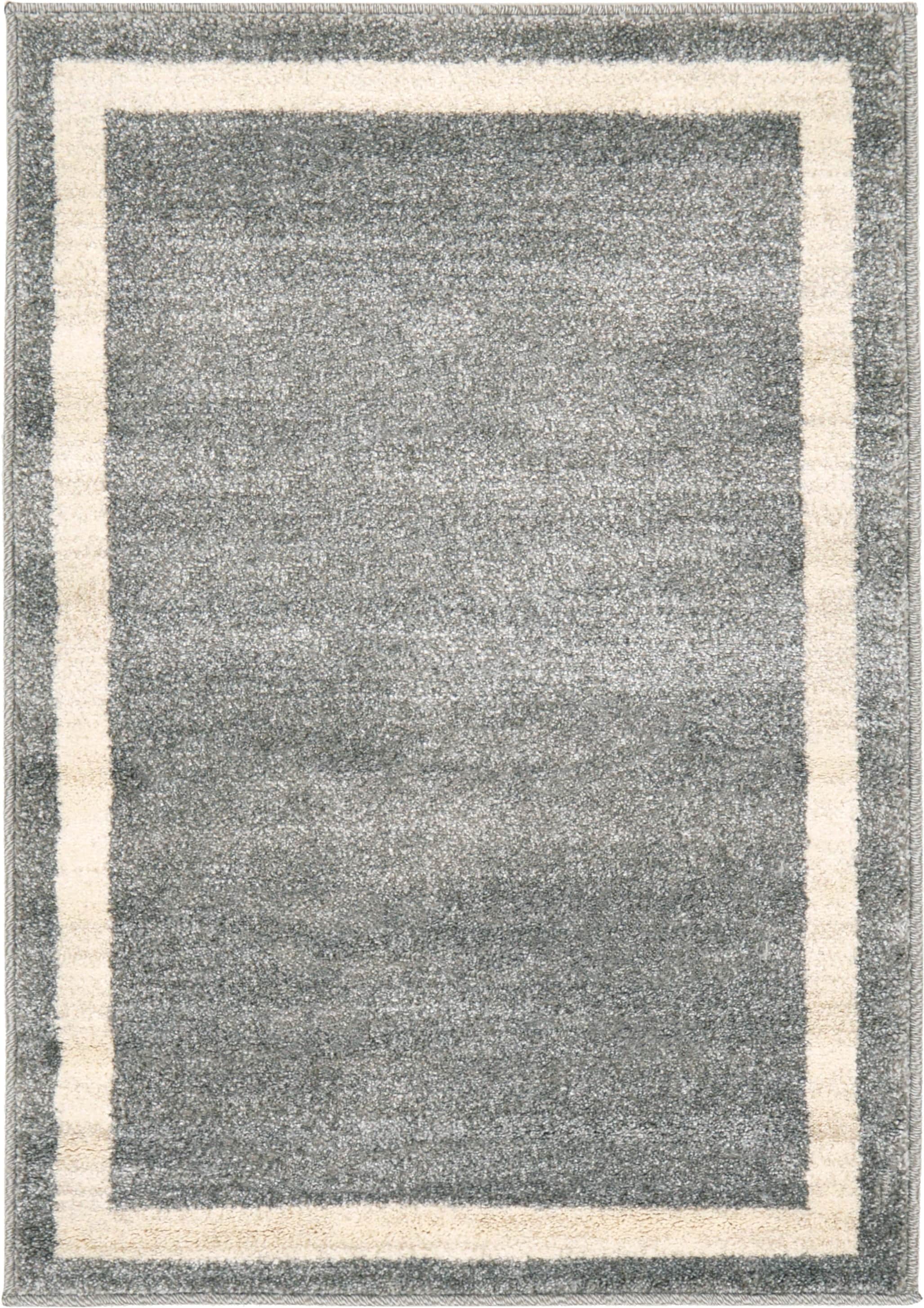 Unique Loom 3127343 Maria Del Mar 2 x 3 (ft) Loomed Polypropylene Gray/Ivory Rectangular Indoor Border Area rug