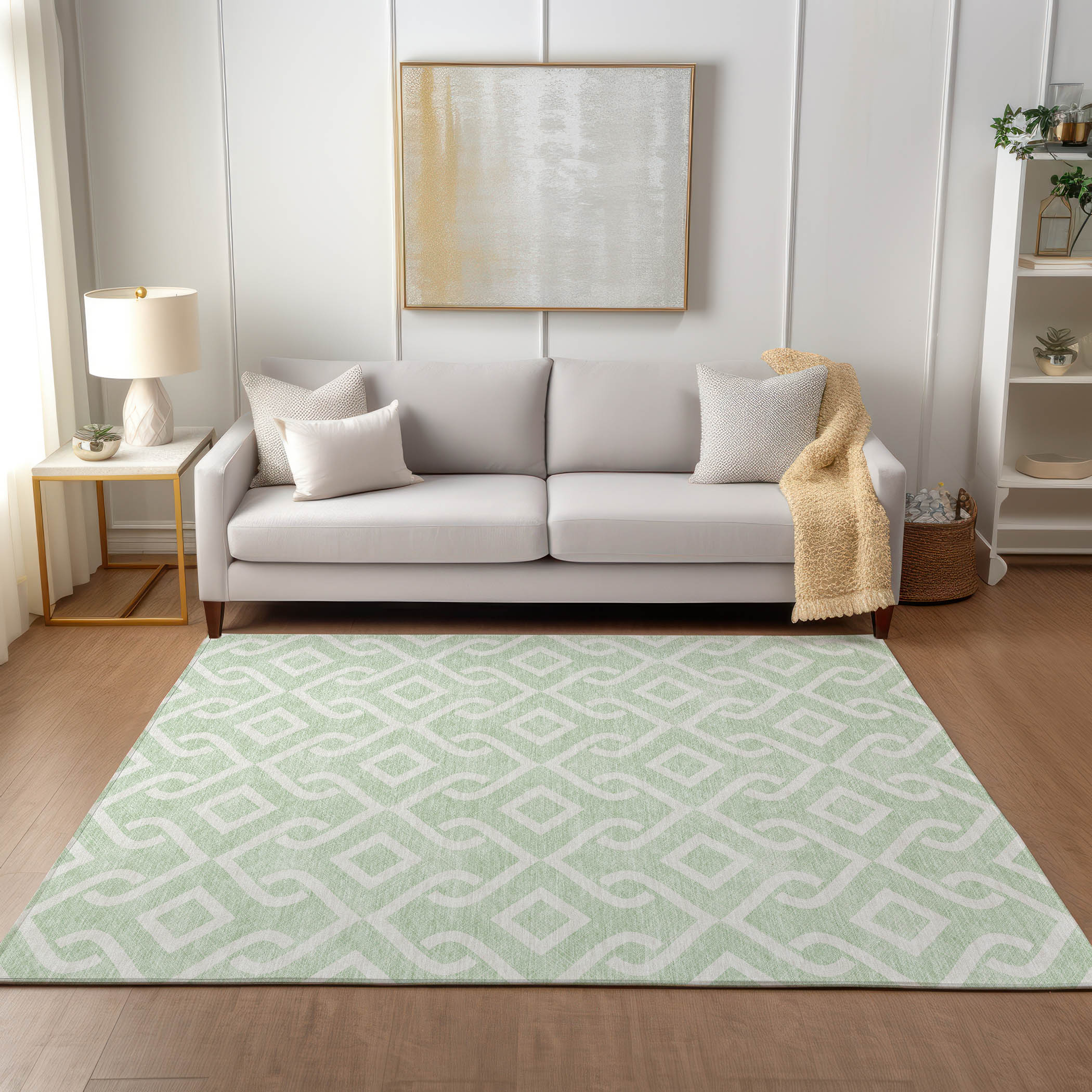 Addison Rugs ACN621MZ9X12 Chantille ACN621MZ 9 x 12 (ft) Polyester Mint Rectangular Indoor/Outdoor Geometric Machine washable Area rug