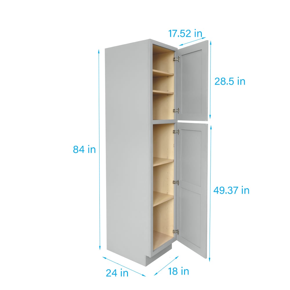 RELIABILT Overlake 18-in W x 84-in H x 24-in D Gray Pantry Ready To Assemble Plywood Cabinet (Recessed Panel Shaker Door Style)