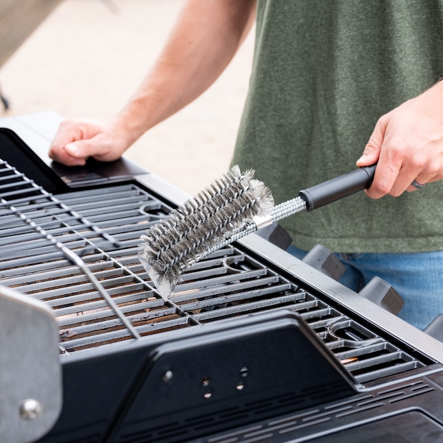 Elk Grill Brush and Scraper BBQ Brush Set, Safe 17 Stainless Steel Woven Wire 3 in 1 Bristle Grill Cleaning Brush for Weber and All Gas/Charcoal