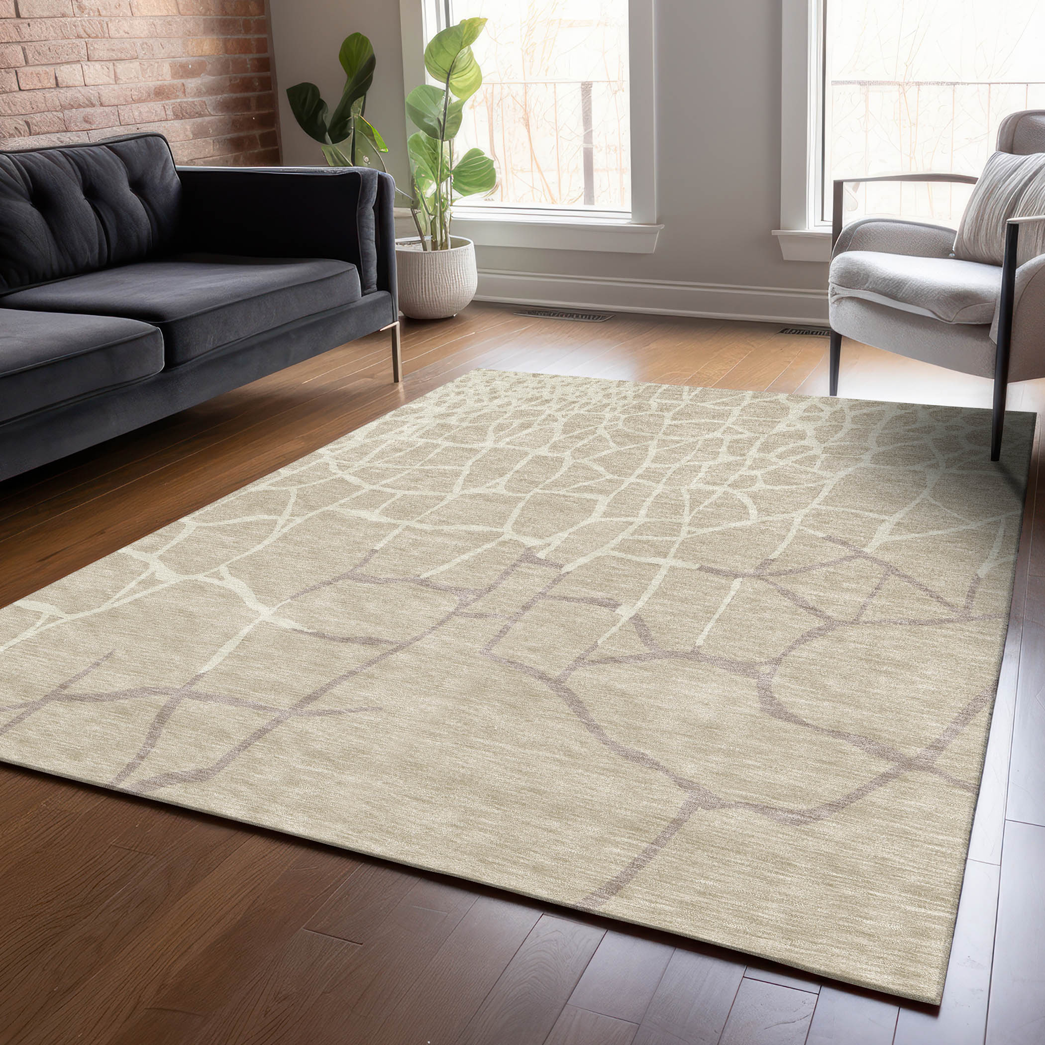 Addison Rugs ACN1049BG30X46 Chantille ACN1049BG 2 x 3 (ft) Polyester Beige Rectangular Indoor/Outdoor Geometric Machine washable Area rug