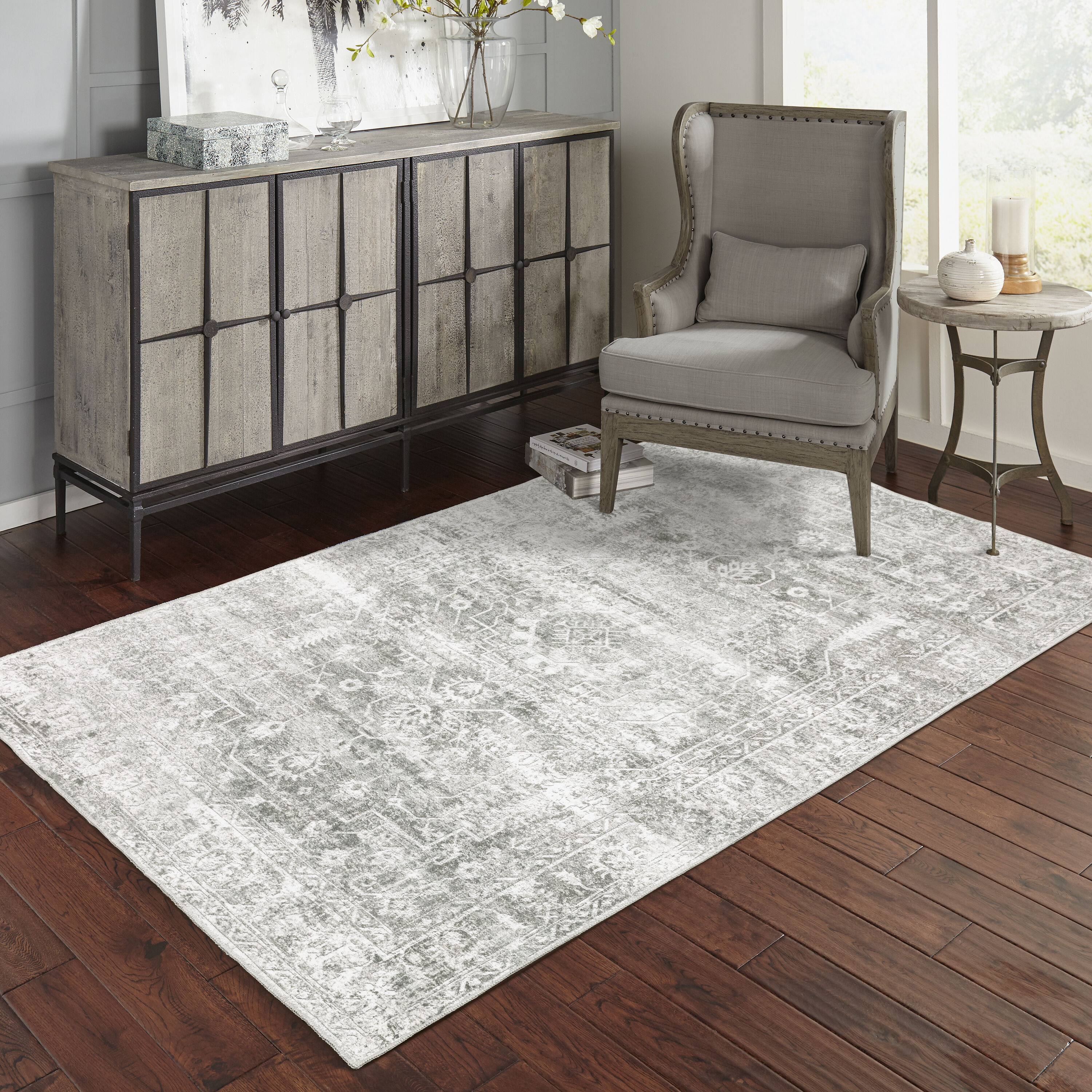Archer Lane MALI084L Dallington 4 x 6 (ft) Tufted Polyester Gray Rectangular Indoor Tribal Southwestern Machine washable Area rug