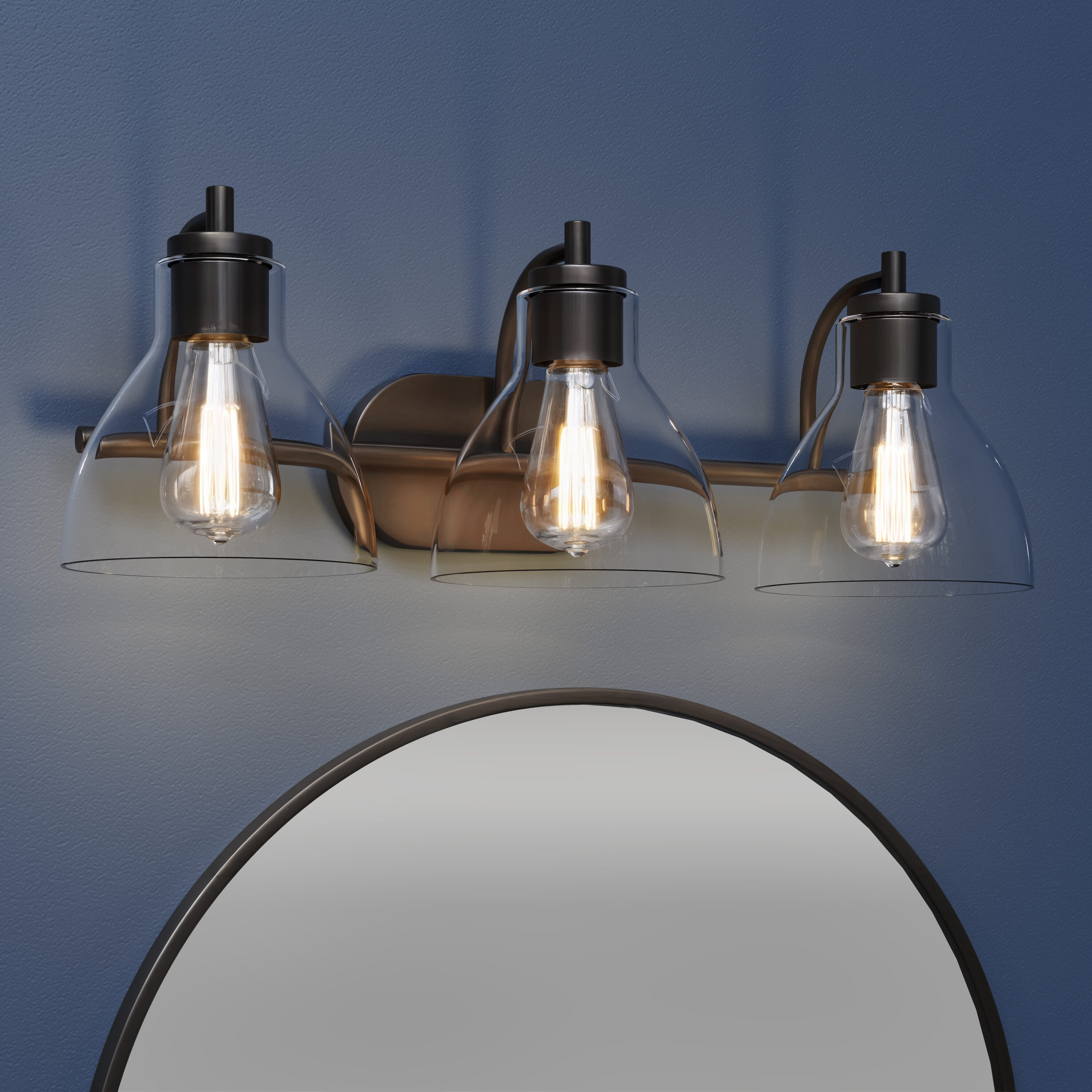 Millennium Lighting Knightsdale 9.65-in 3 Light Matte Black Transitional Bathroom Vanity light
