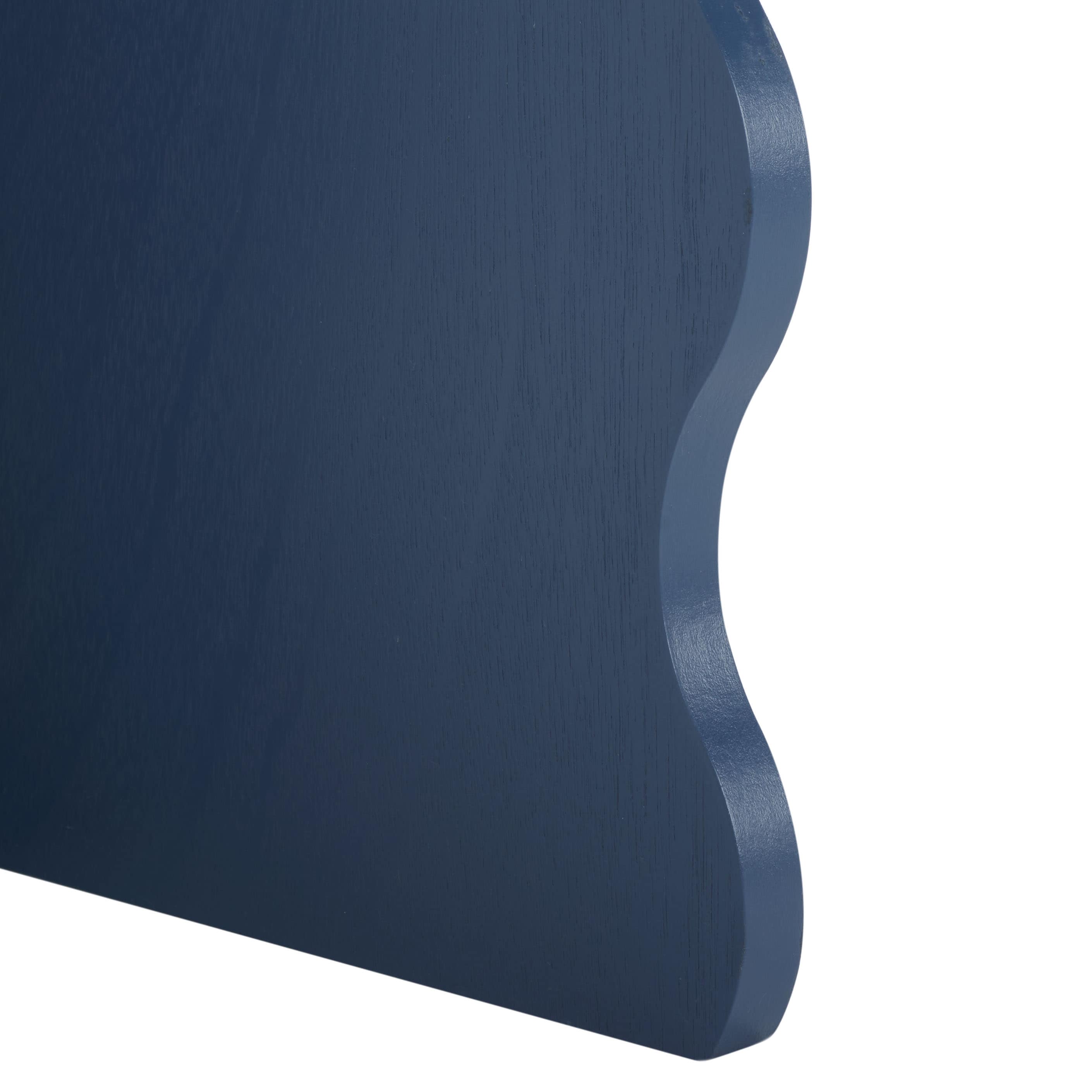 Blue Round Wood Wavy Accent Table, 15" x 22"