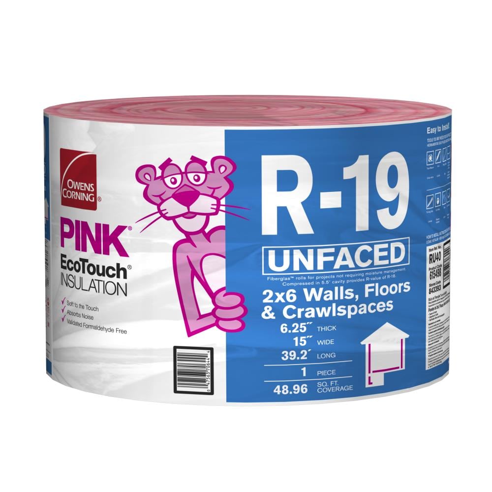 Owens Corning R 19 Wall Unfaced Fiberglass Roll Insulation 48.96