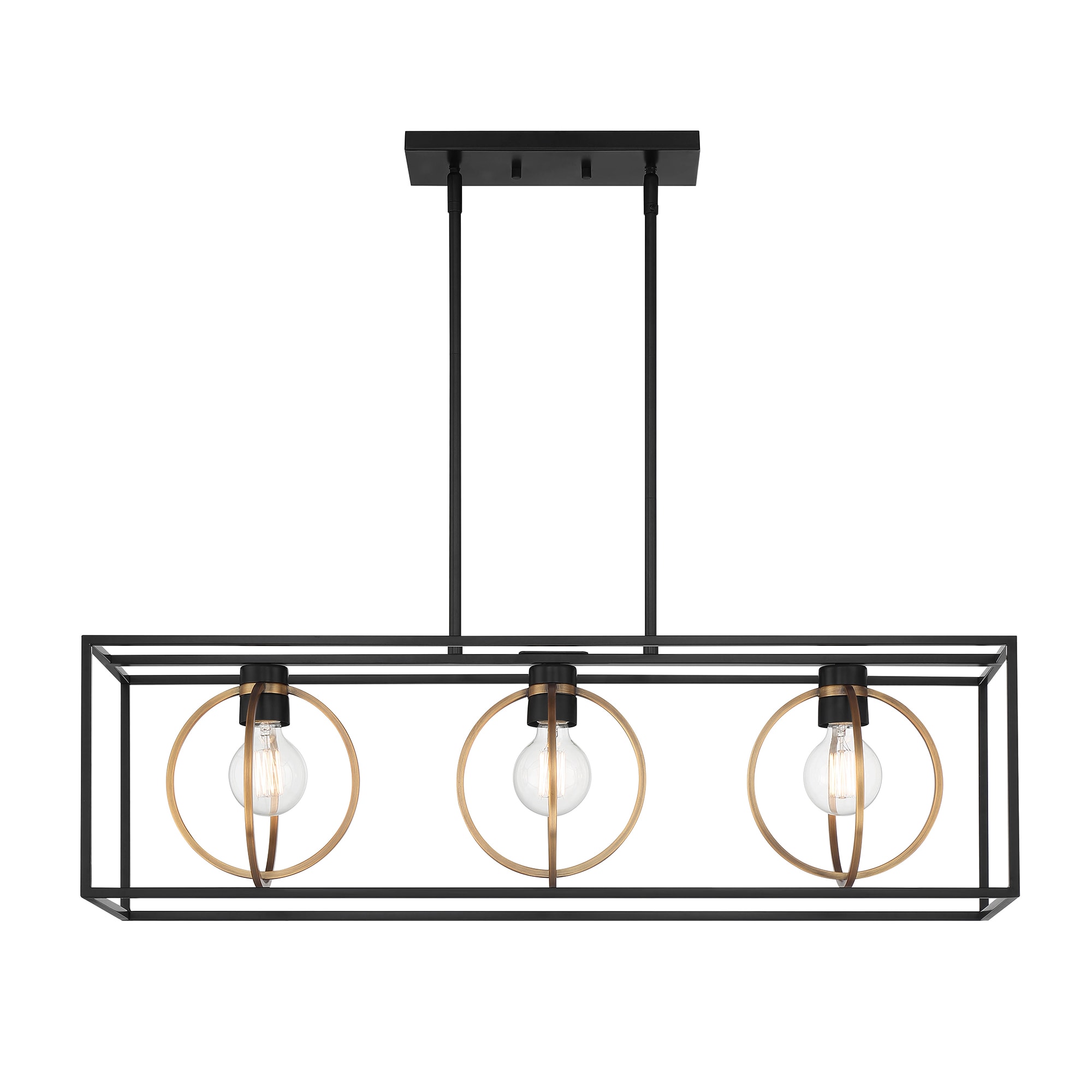 Kew Gardens Modern Industrial Matte Black 3-Light Island