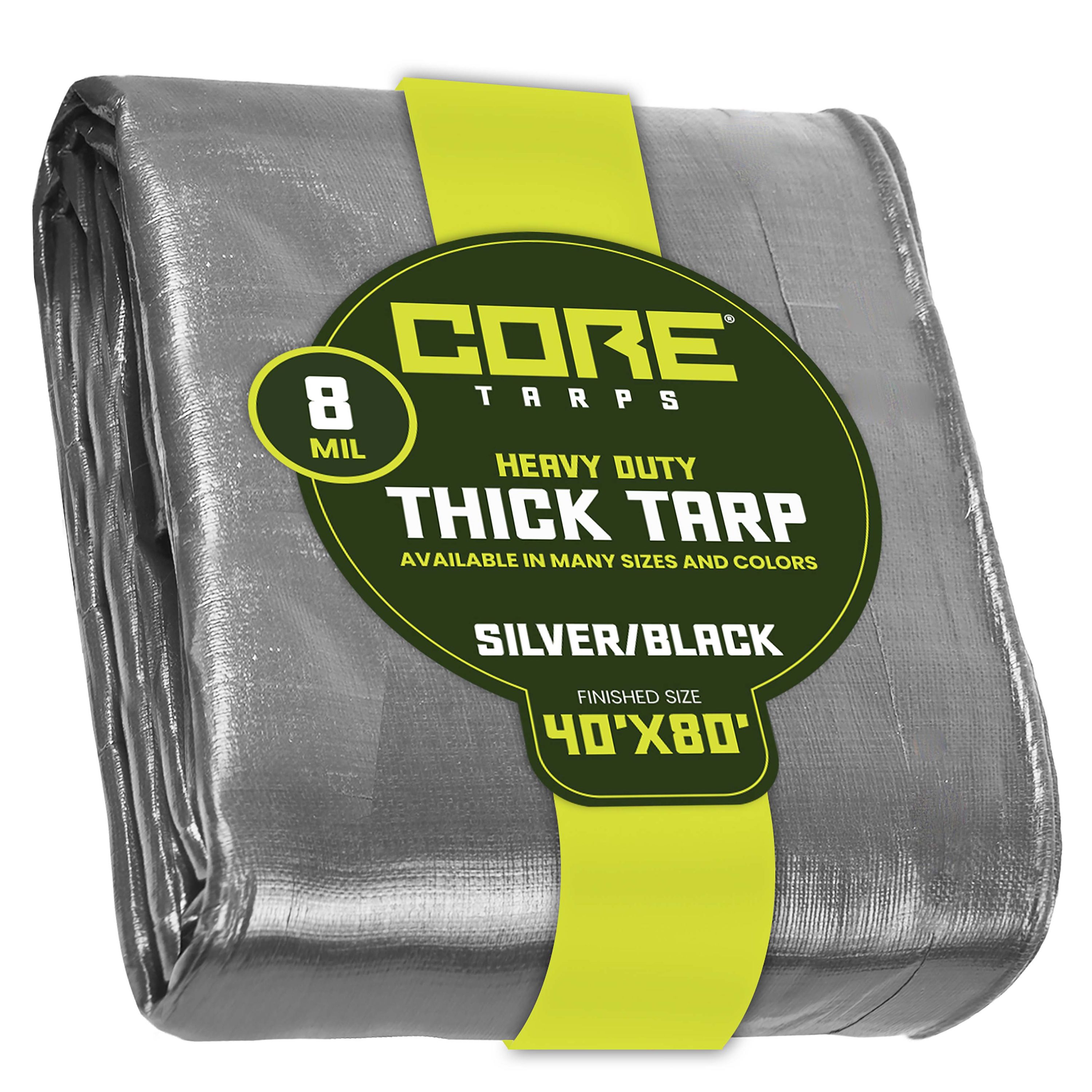 Core Tarps CT-401-40X80 40-ft x 80-ft Silver Waterproof Commercial Polyethylene 8-Mils Tarp