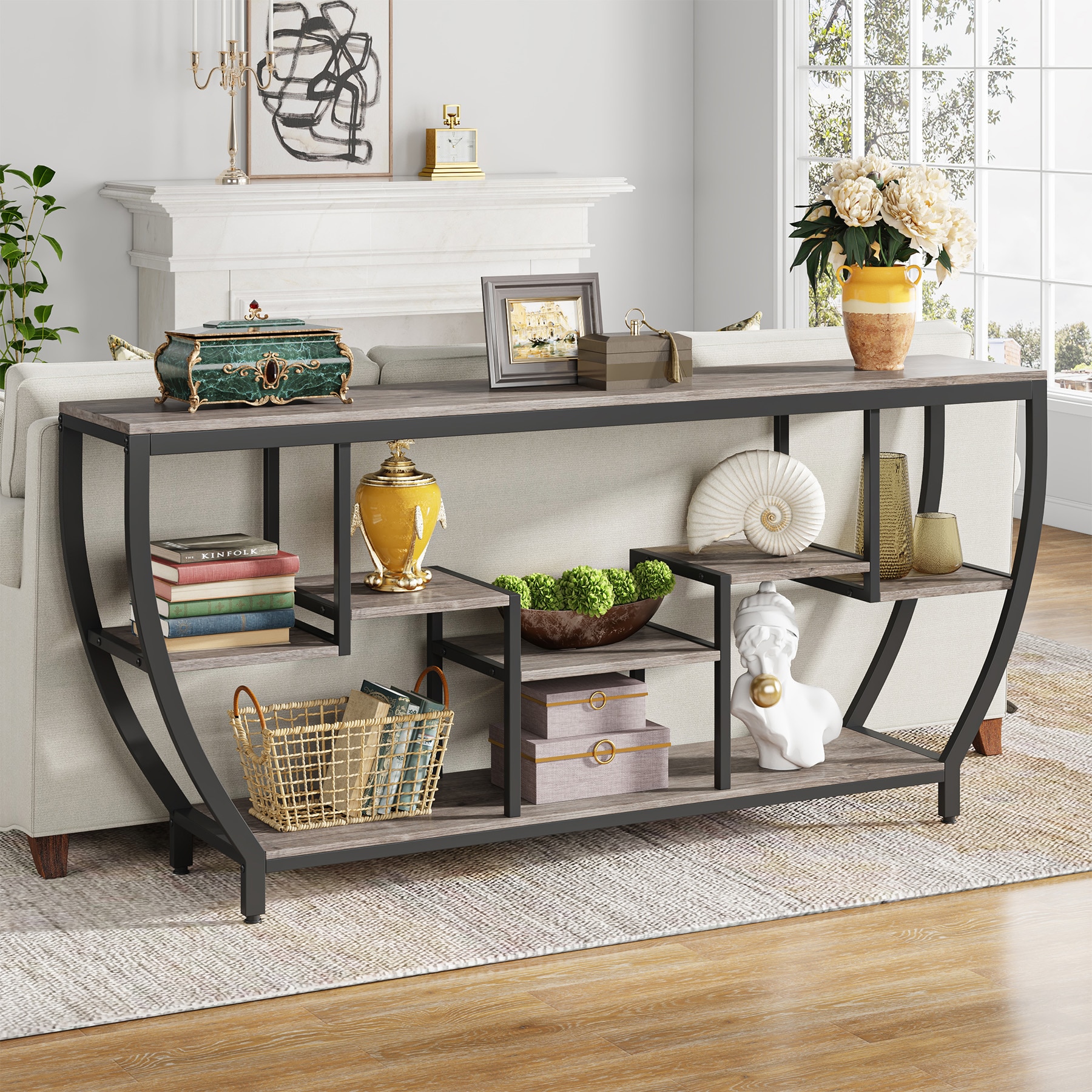 Fnova LWTJ-JW0614 Console table Industrial Wood Finished Console table