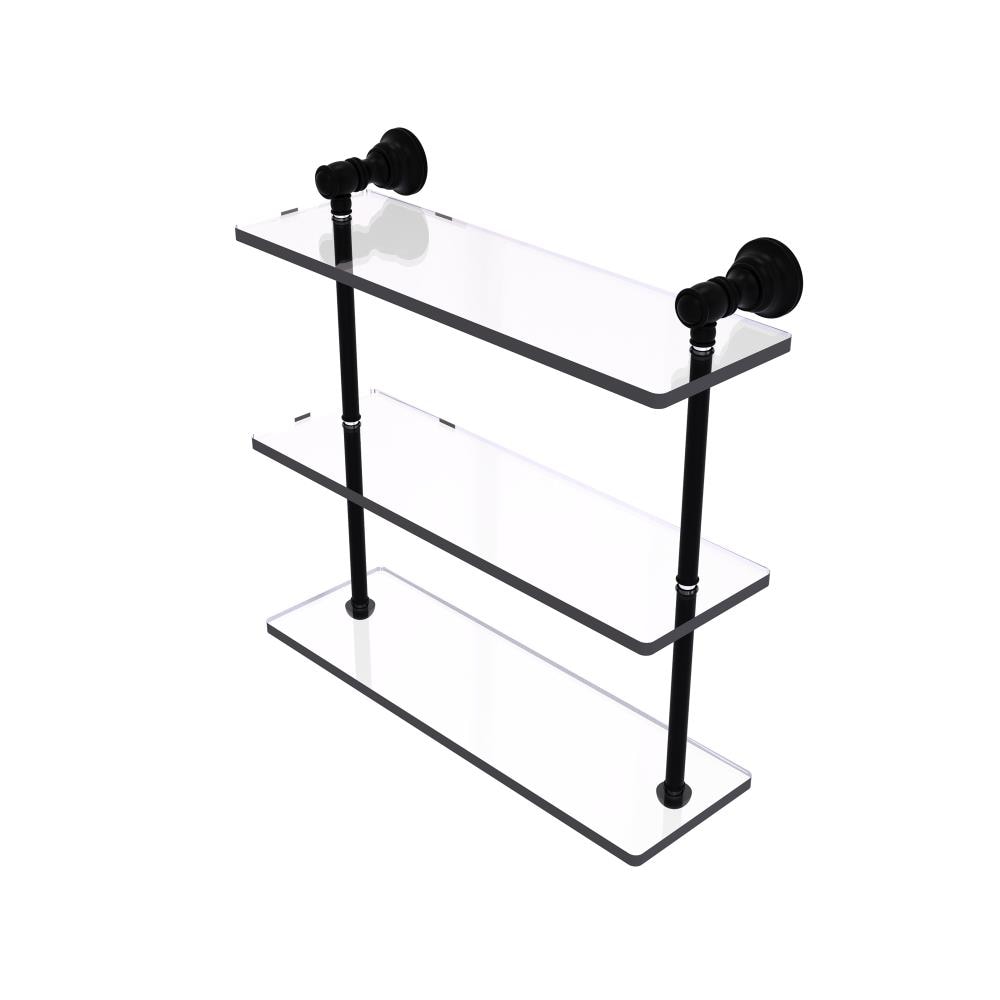 Allied Brass CL-5-16-BKM Carolina Matte Black 3 -Tier Wall mount Bathroom Shelf ( 16-in x 16-in x 5-in )