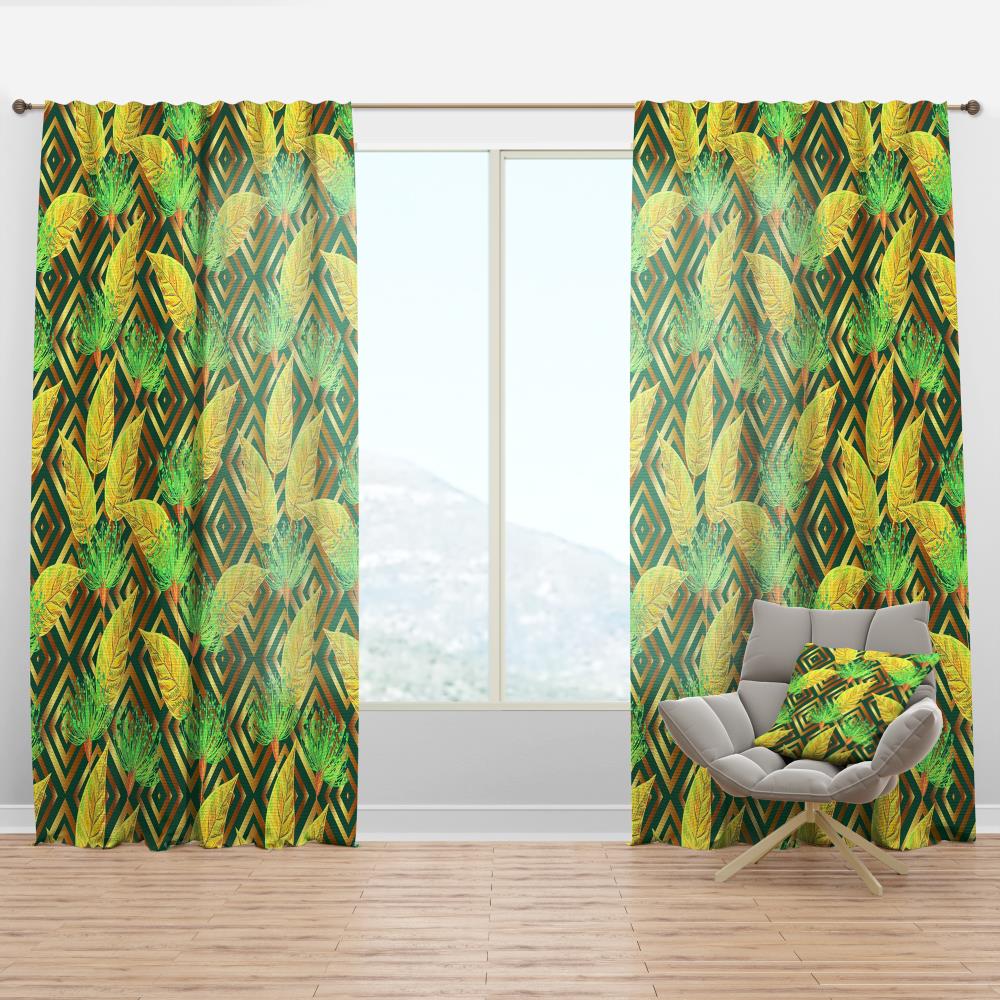 Designart CTN24652-52-120 120-in Green Abstract Room darkening Thermal lined Rod pocket Single curtain panel