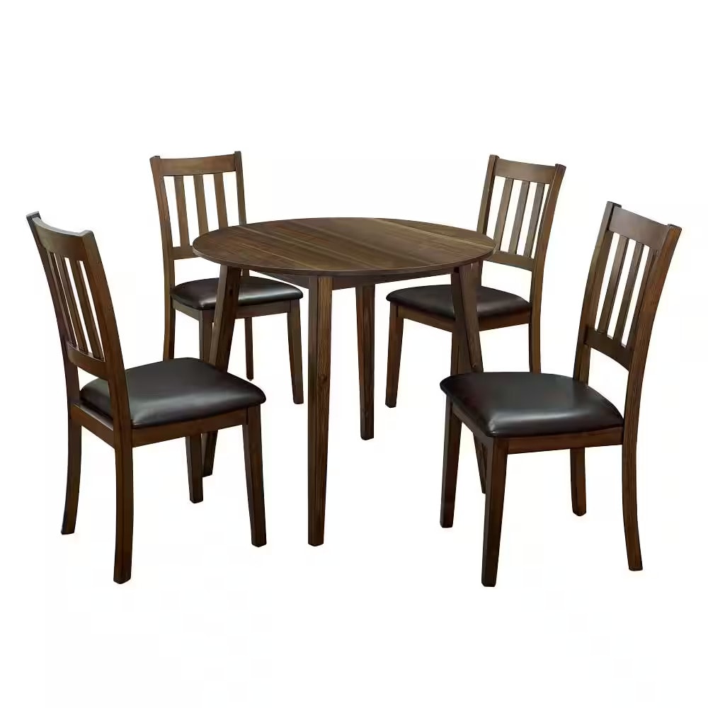 Siavonce XH62634 Walnut Brown Contemporary/Modern Dining Room Set with Round Table ( Seats 4 )