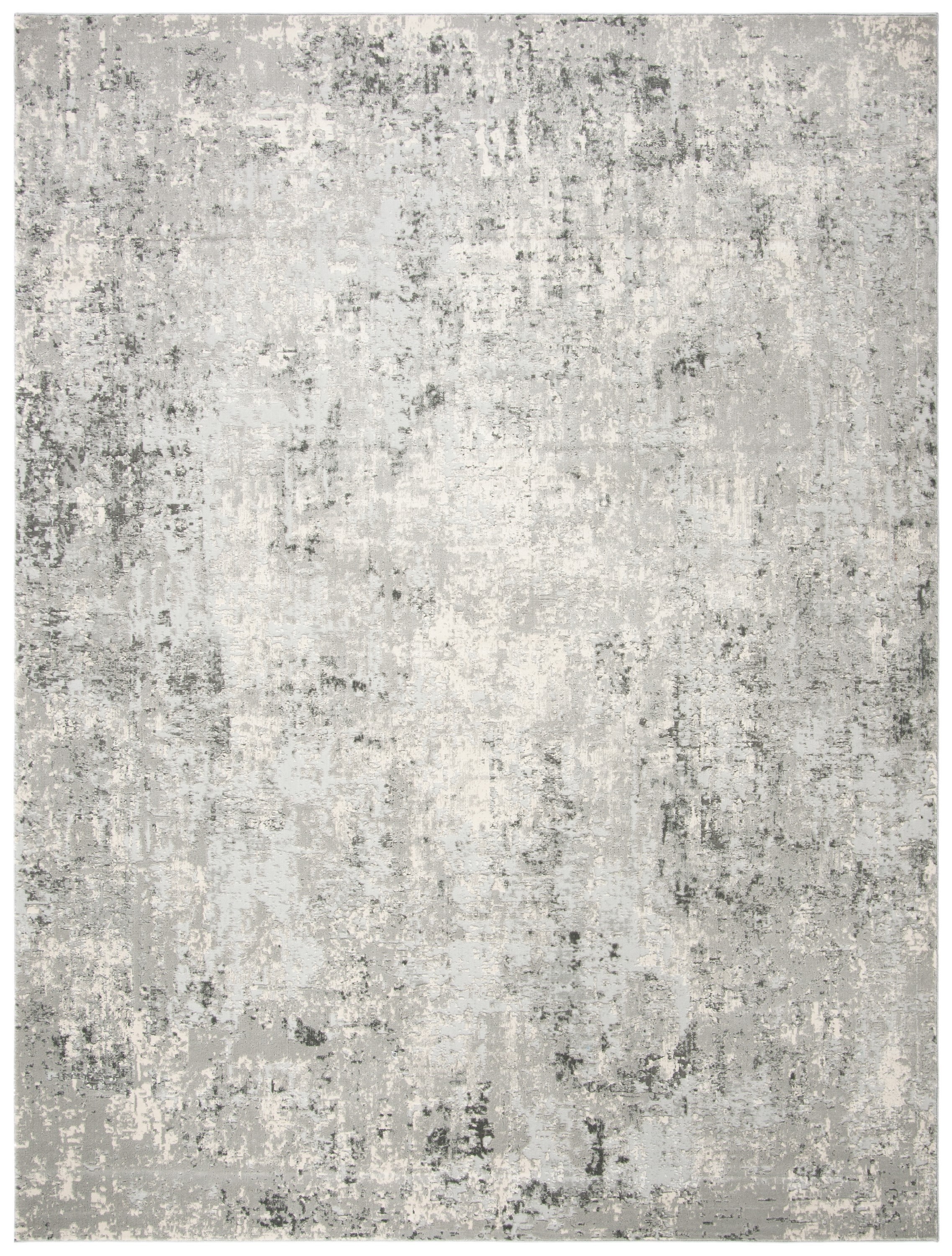 Gray and Ivory Abstract 8' x 10' Reversible Area Rug