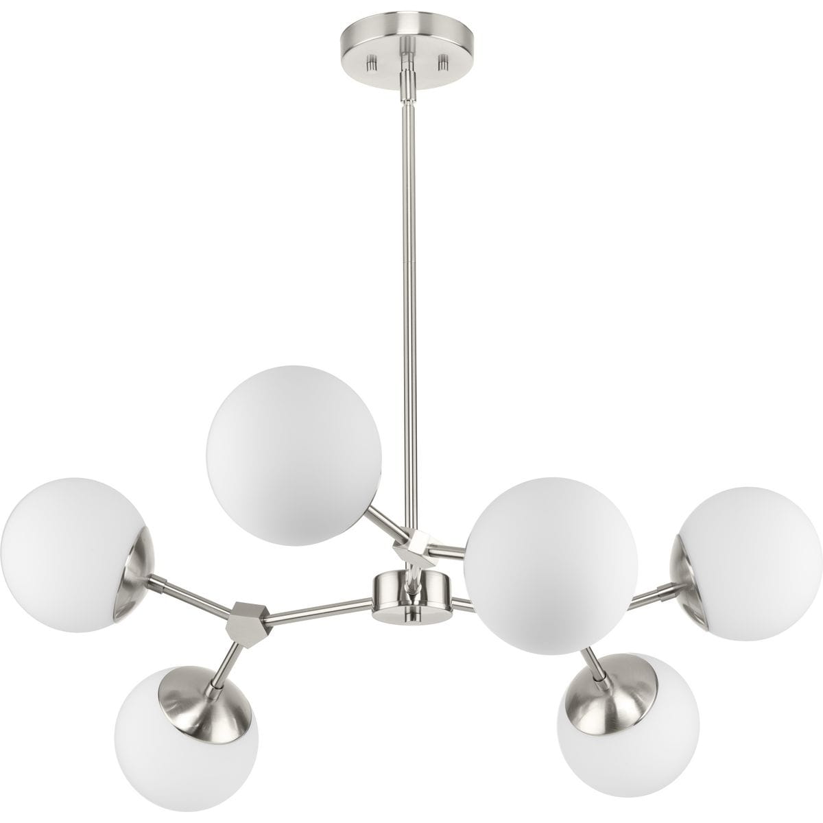 Haas Brushed Nickel 6-Light Chandelier with Opal Glass Globes