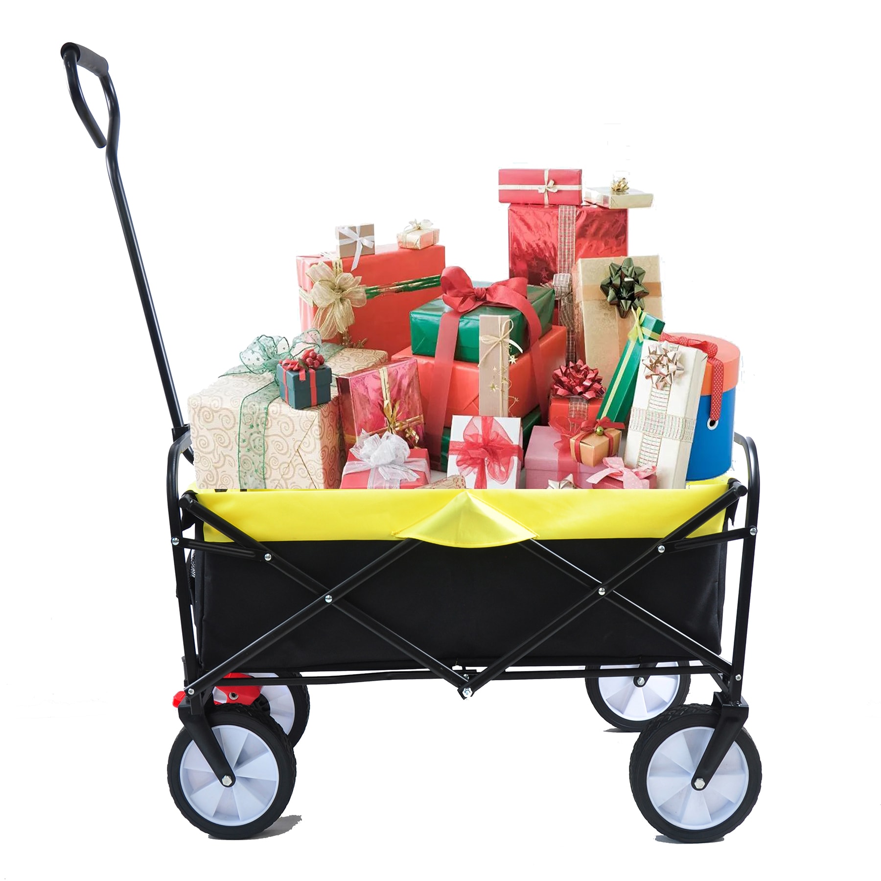 WELLFOR Patio Yard Cart Folding Wagon Garden Shopping Beach Cart 