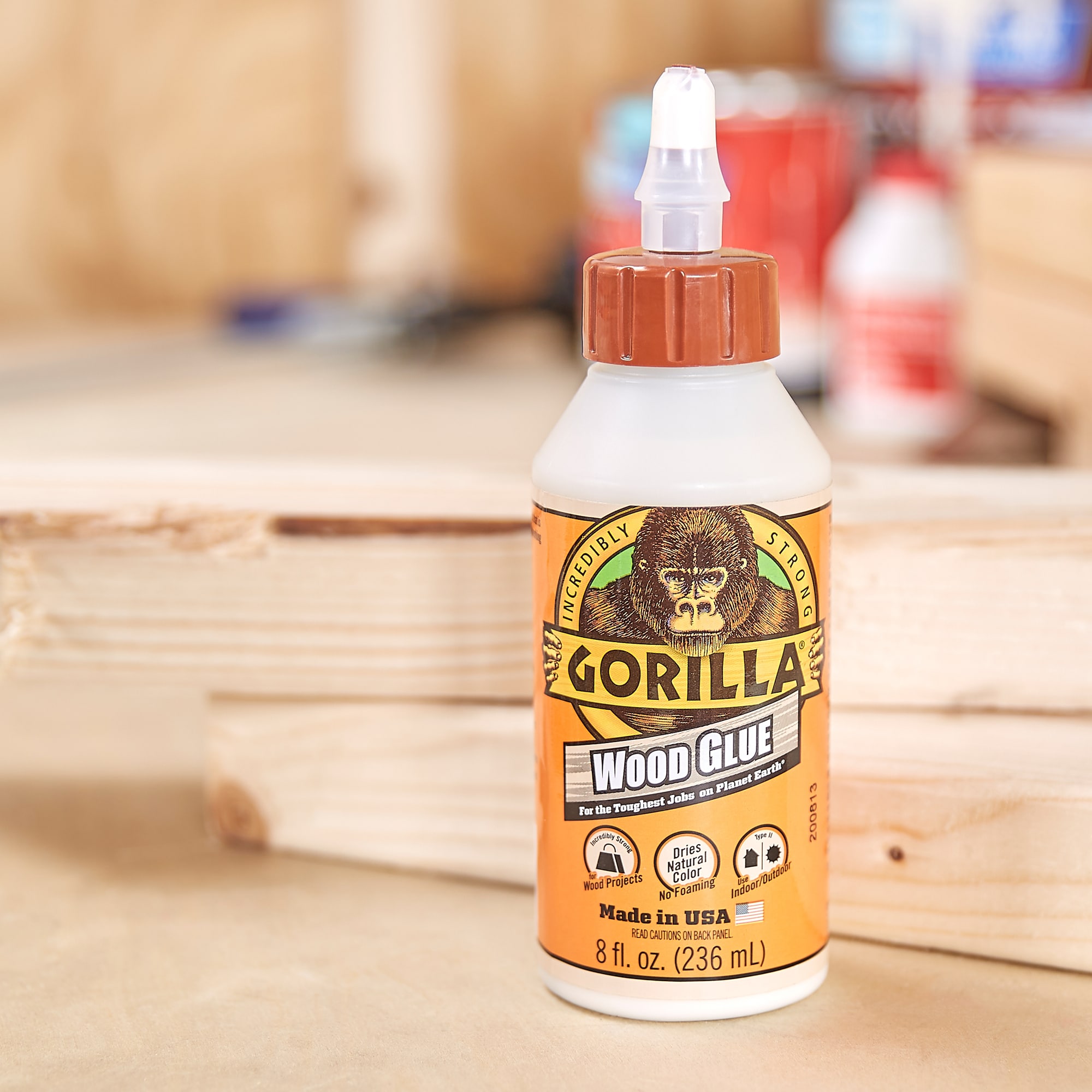 Gorilla gorilla wood glue, 4 ounce bottle, natural wood color, (pack of 2)