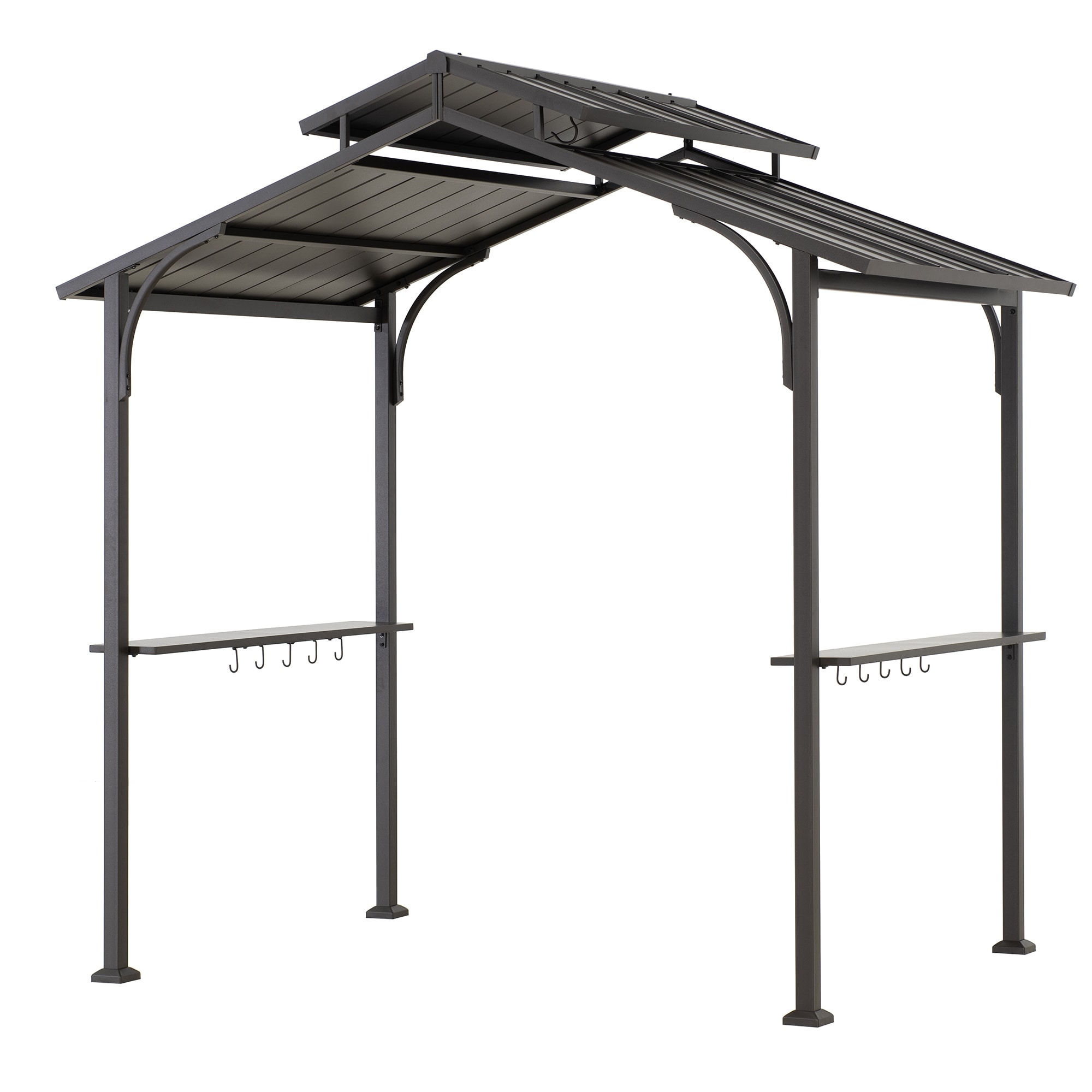 Sunjoy A104002820 5-ft x 8-ft Brown Rectangle Grill Grill Gazebo with Hardtop Steel Roof