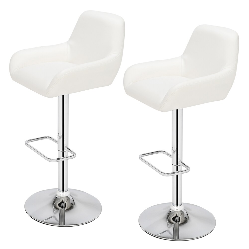 Winado 910262666503 Bar Stool Set of 2 White 16.93-in H Bar height Swivel Metal Bar Stool Back