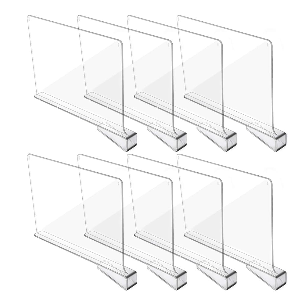 KIWDZFU  Acrylic Shelf Dividers for Closet Organization Clear Shelf Organizers for Wood Shelves 8 Pack durable home and garden accessory designed