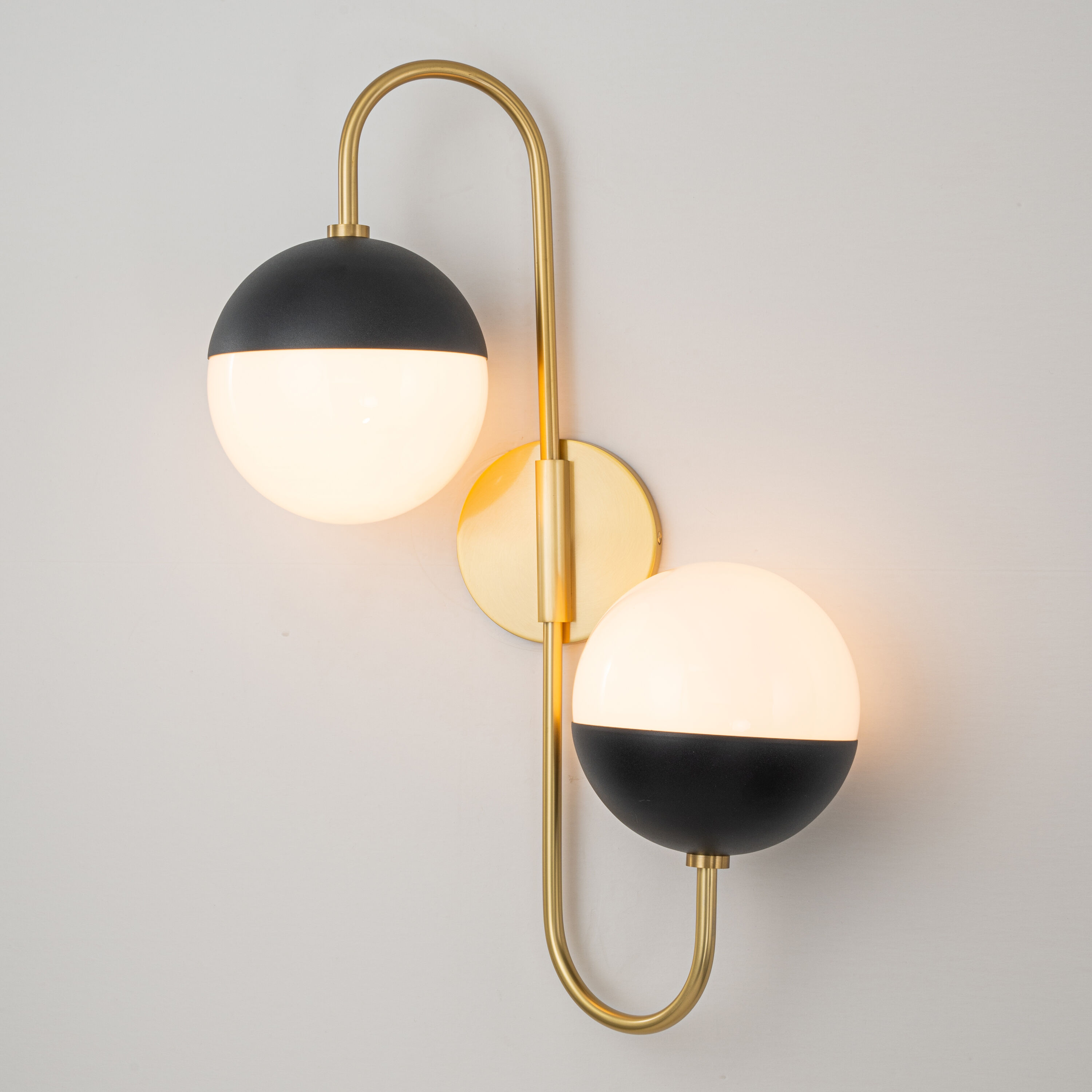 HUOKU PD1048101 Goouu 23.6-in 2 -Light Antique Brass Mid-century Vanity light