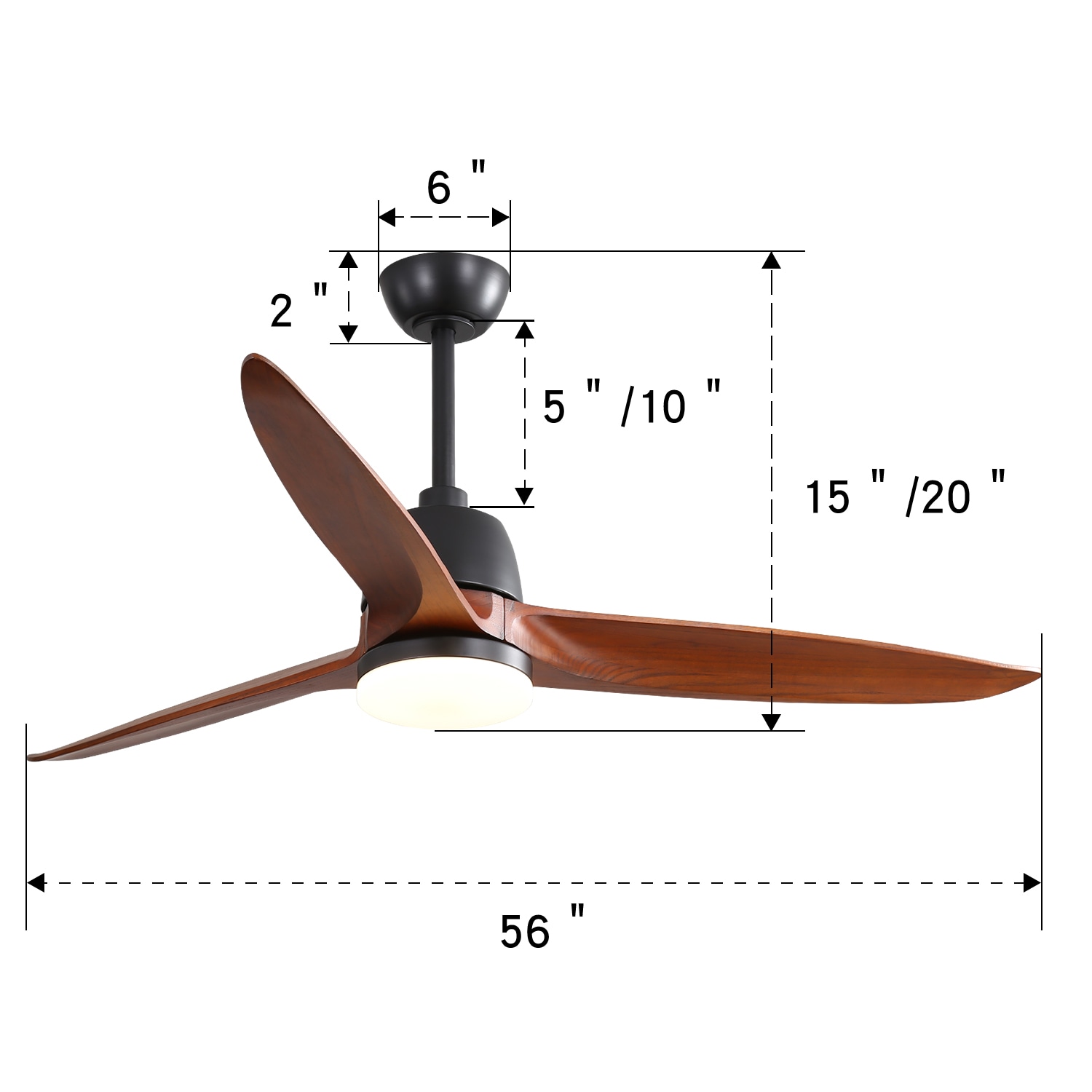 Flynama Ceiling Fan 56-in Brown Integrated LED Indoor Ceiling Fan with ...