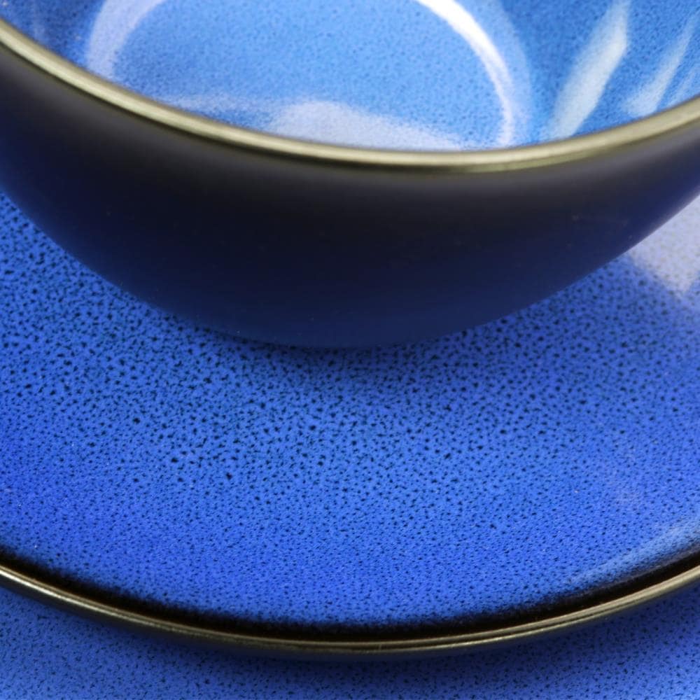 Blue Ceramic 16-Piece Reactive Glaze Dinnerware Set