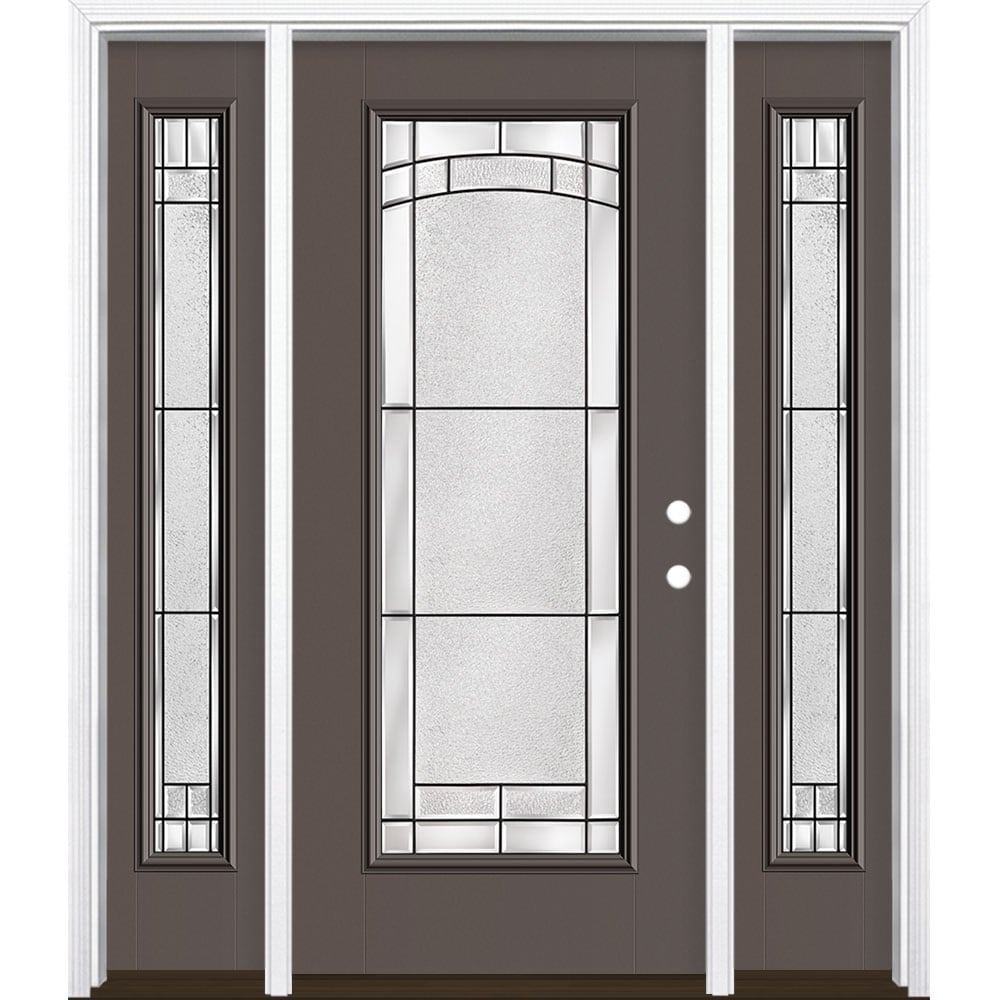 Masonite 3419547 Element 60-in x 80-in x 4-9/16-in Fiberglass Full lite Left-hand inswing Timber Gray Painted Prehung Front Door with Sidelights with Brickmould Insulating core