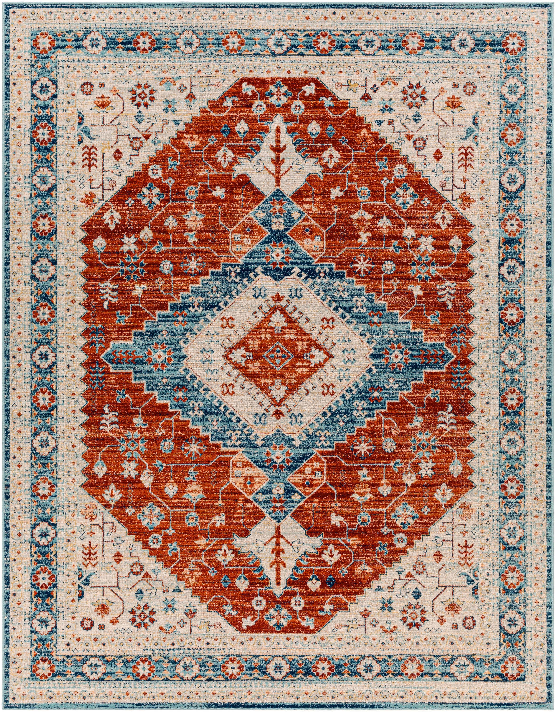 Livabliss RDD2301-71010 Redondo beach 8 x 10 (ft) Polypropylene Dark Orange/Grey Rectangular Indoor/Outdoor Medallion Oriental Area rug