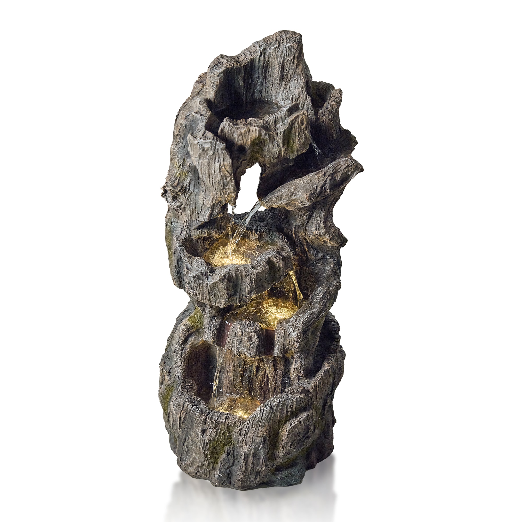 Vbal LSFF09 33.27-in H Resin Electric Powered Rock Waterfall Outdoor Fountain Pump Included