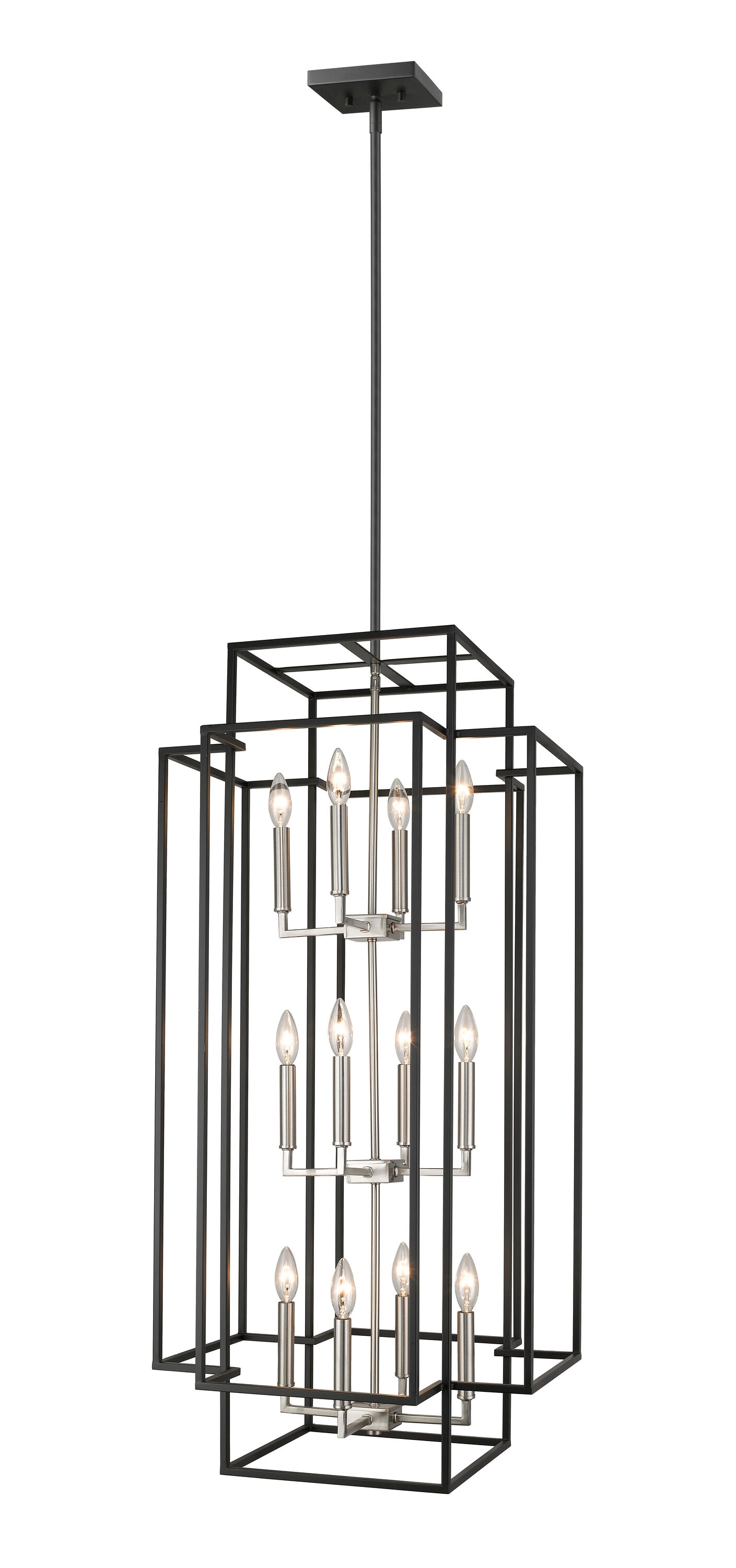 Z-Lite 454-42BK-BN Titania 12 -Light Black + Brushed Nickel Modern/contemporary Geometric Large Hanging Pendant light