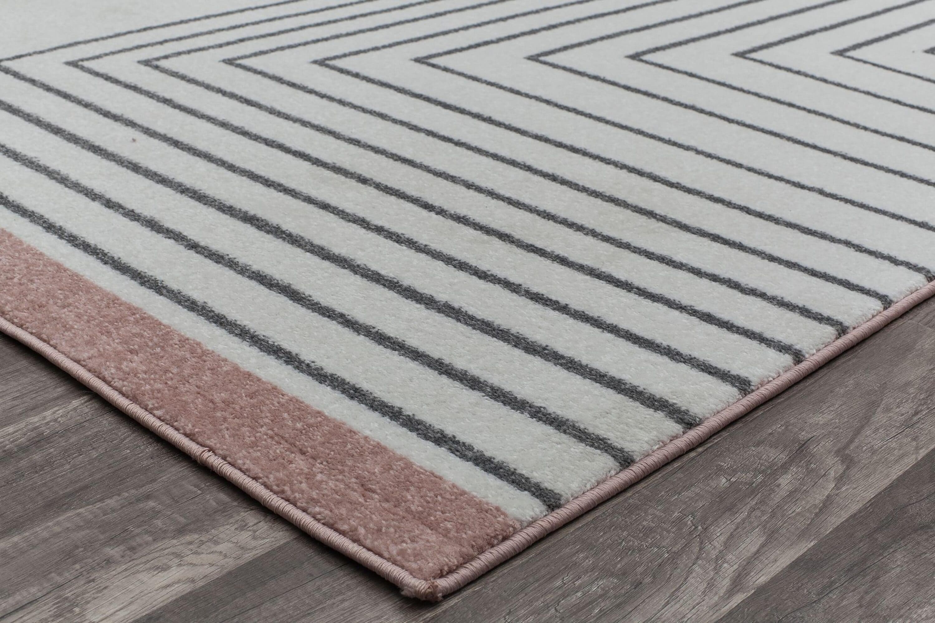 Gray and Pink Abstract Geometric 8' x 10' Synthetic Rug