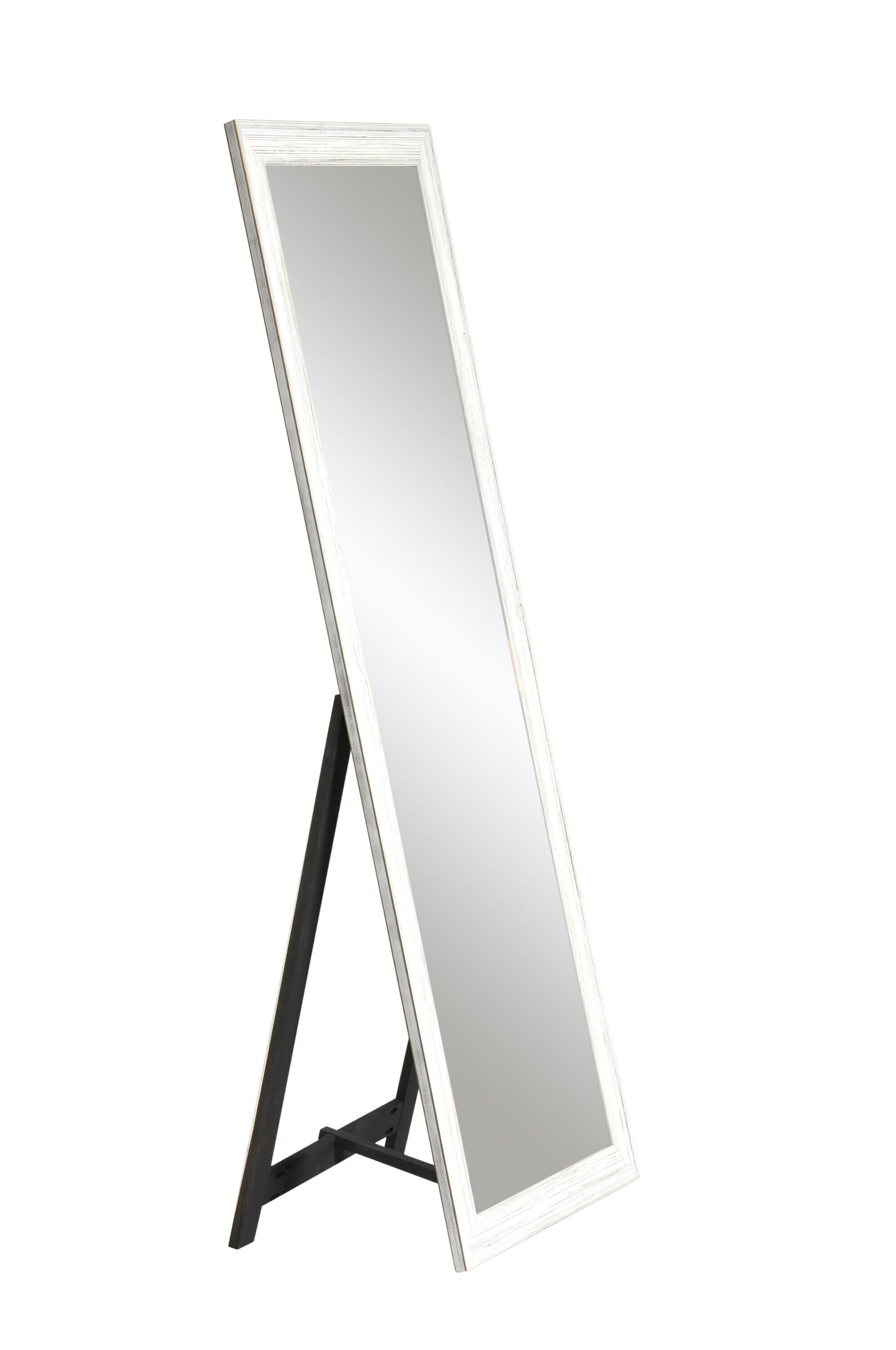 BrandtWorks BM0018THINSA 21-Inches W x 70.5-Inches H Rectangle White Wood/Distressed Framed Full Length Floor Mirror