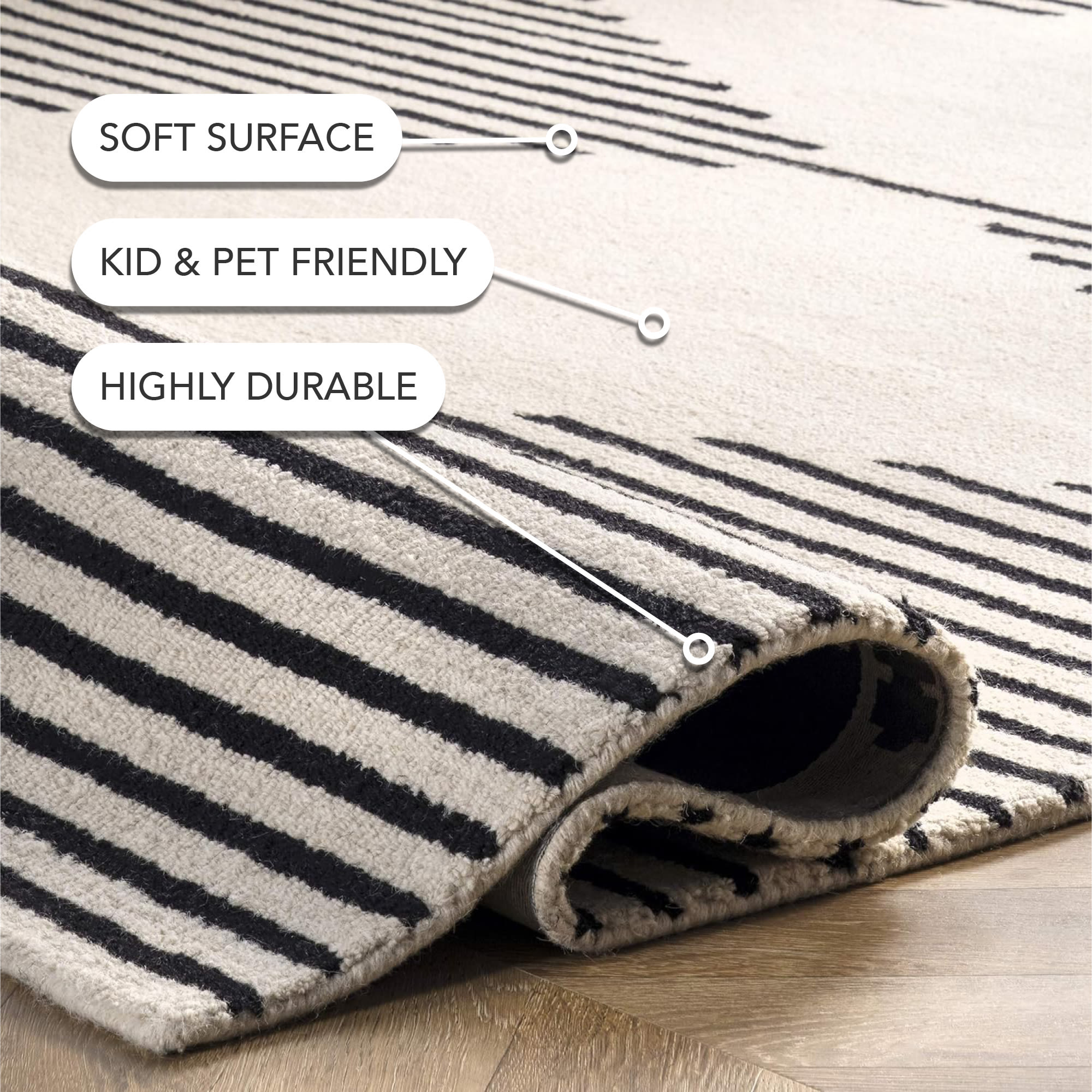 Ivory Handmade Rectangular Wool Blend 8'x10' Area Rug