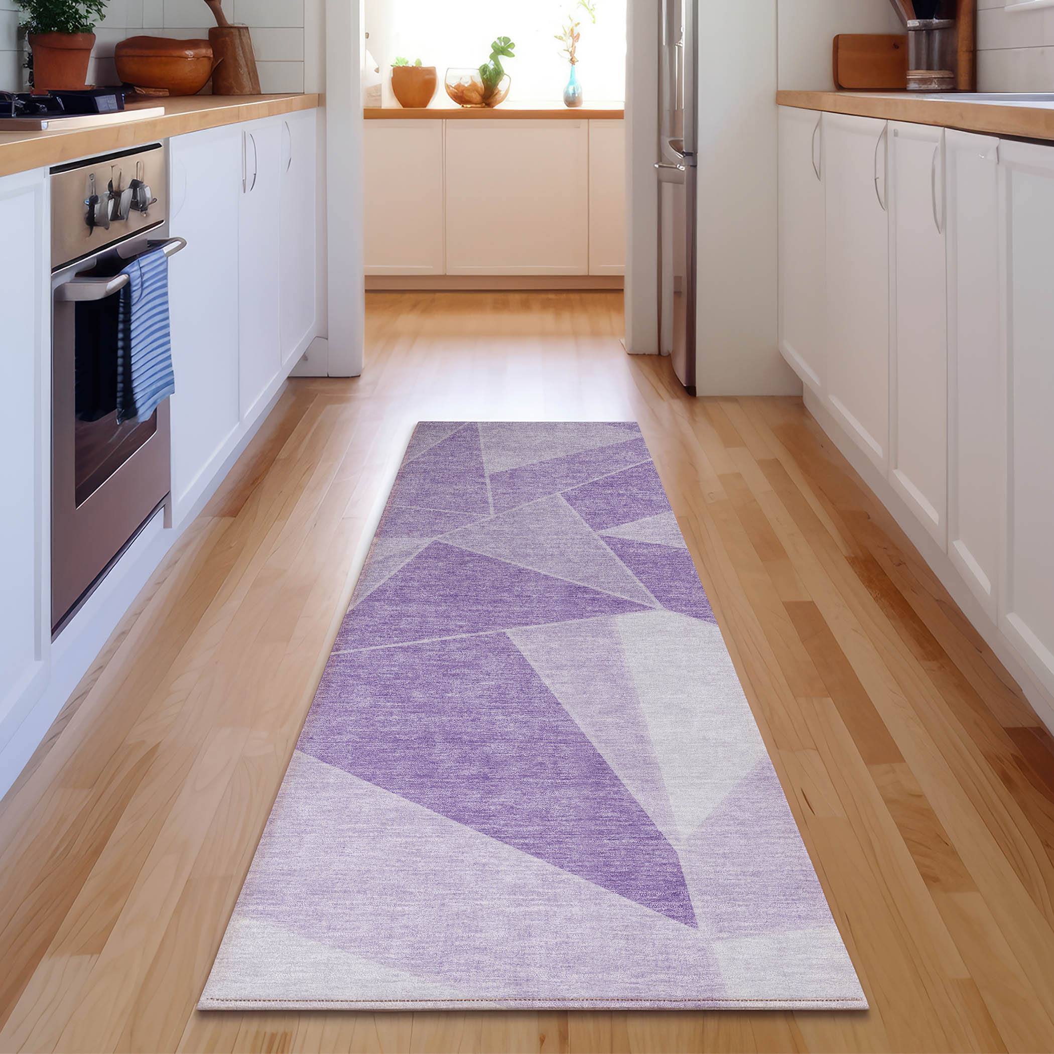 Addison Rugs AMF636LL2X8 Mayfield AMF636LL 2 x 7 (ft) Polyester Purple Rectangular Indoor Geometric Machine washable Runner rug