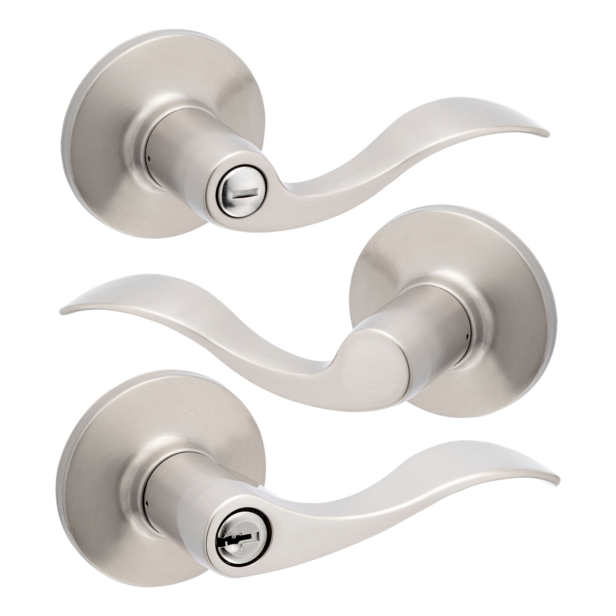 Satin Nickel Door Handle PASSAGE I Mucheln BERKLEY Series - HardwareBox