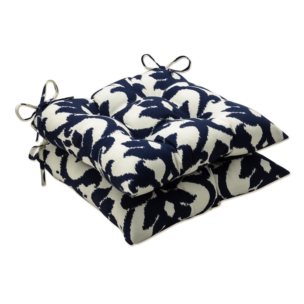 Pillow Perfect 500140 Basalto Navy 18.5-in x 19-in 2 -Piece Blue Patio chair cushion