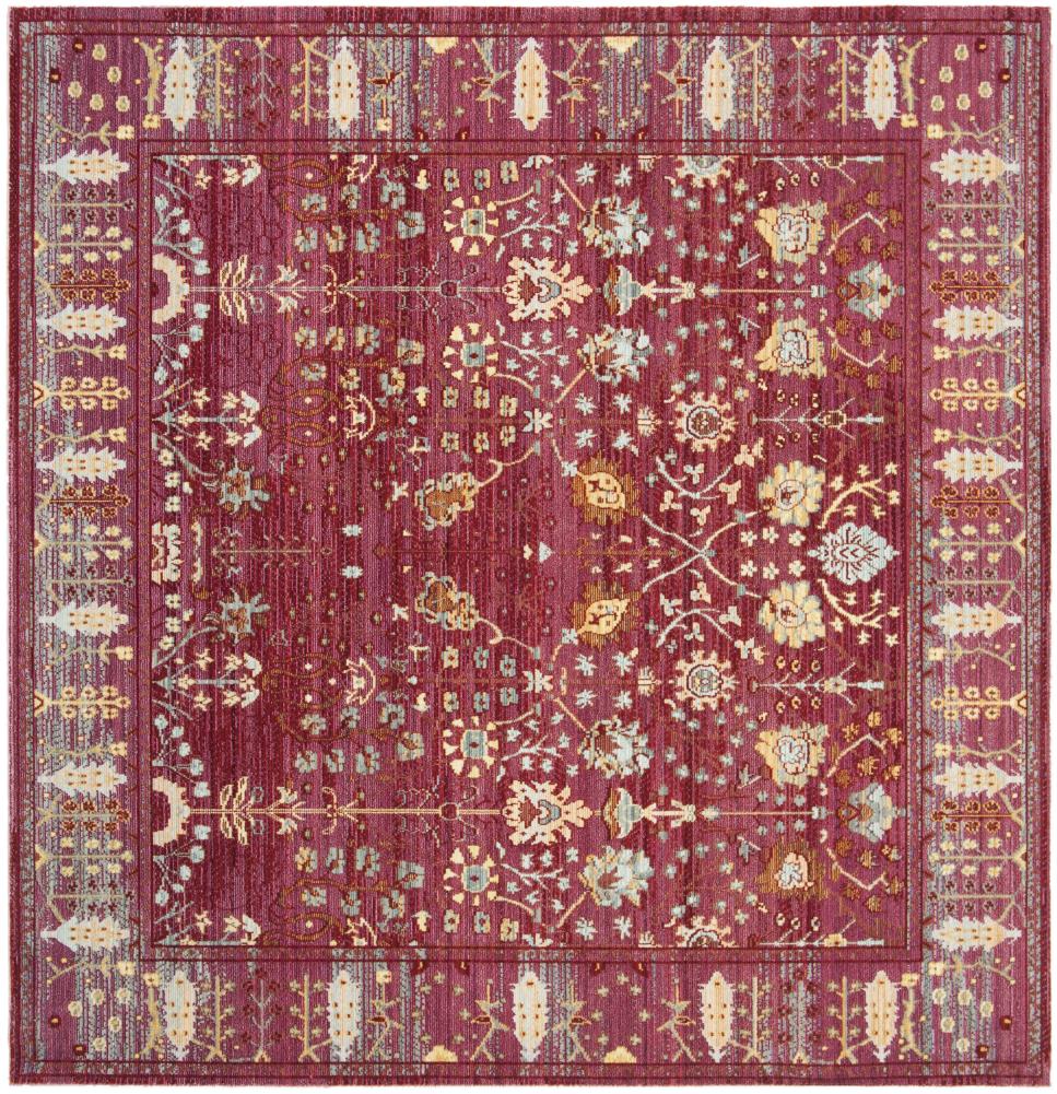 Safavieh VAL108P-7SQ Valencia Odessa 7 x 7 (ft) Loomed Polyester Fuchsia/Multi Square Indoor Distressed/Overdyed Vintage Area rug