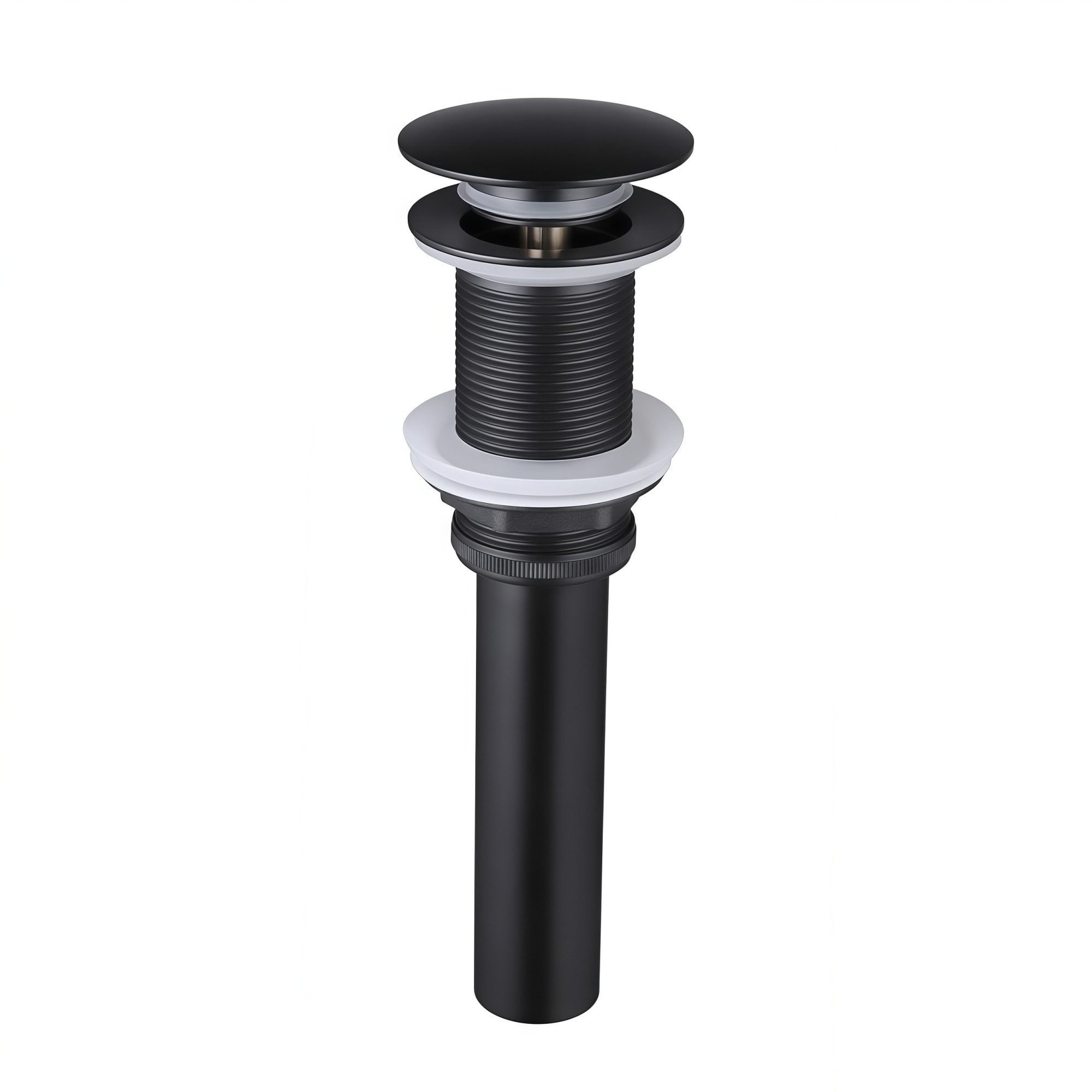 Numhew - 8.5in L 1-Piece Matt Black Pop Up Bathroom Sink Drain Without Overflow