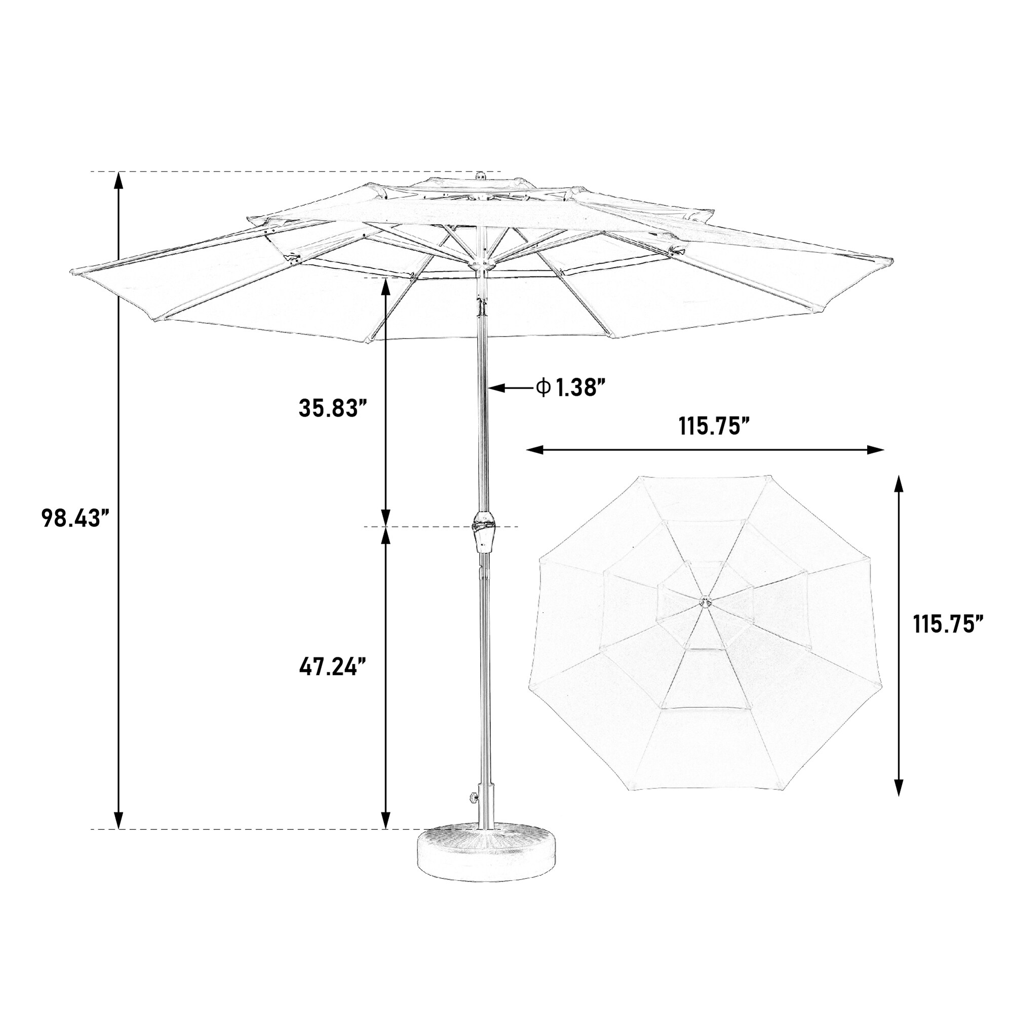 SINOFURN SYA810016GN Umbrellas-2 - View #3