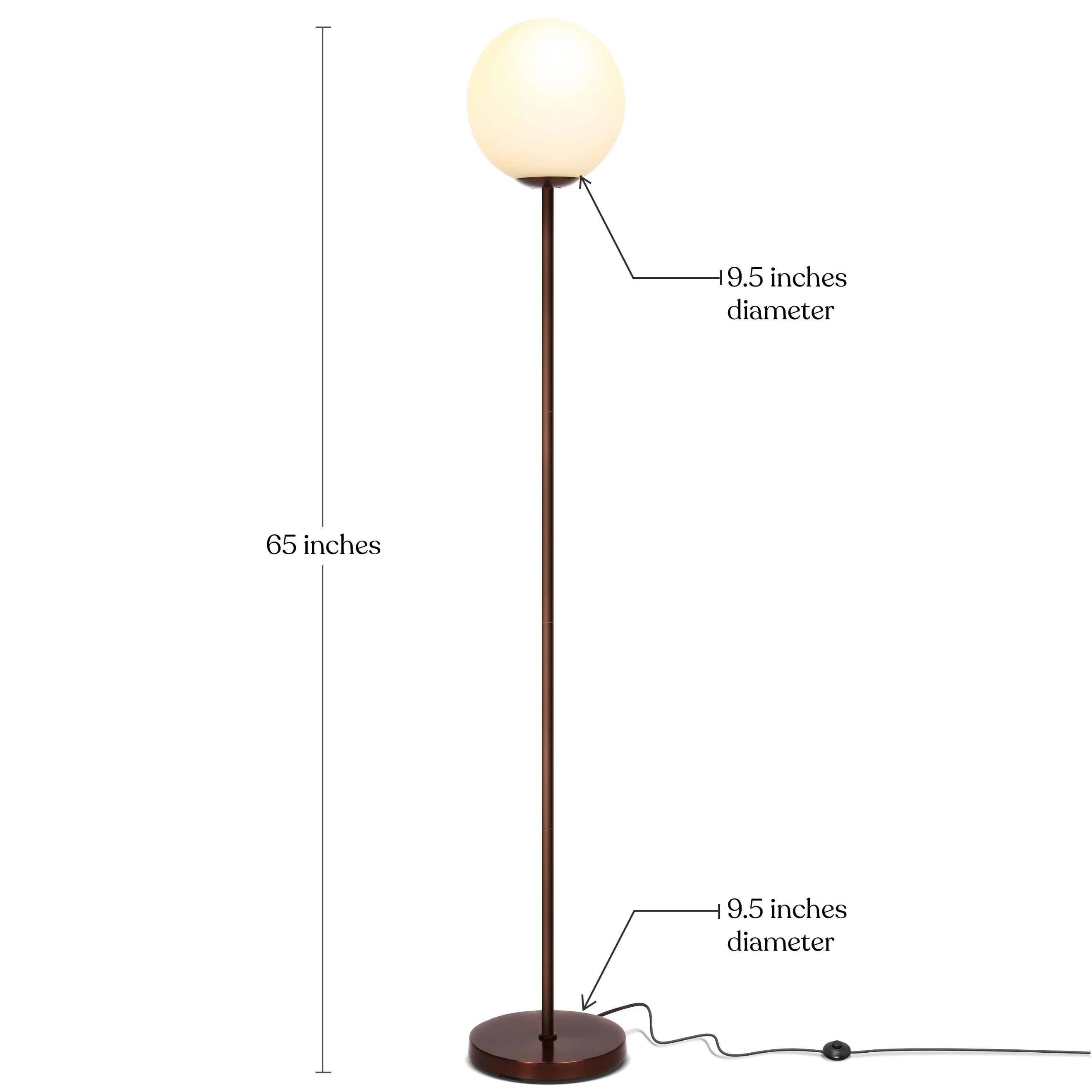 Luna 65" Bronze Modern LED Floor Lamp with Frosted Glass Globe