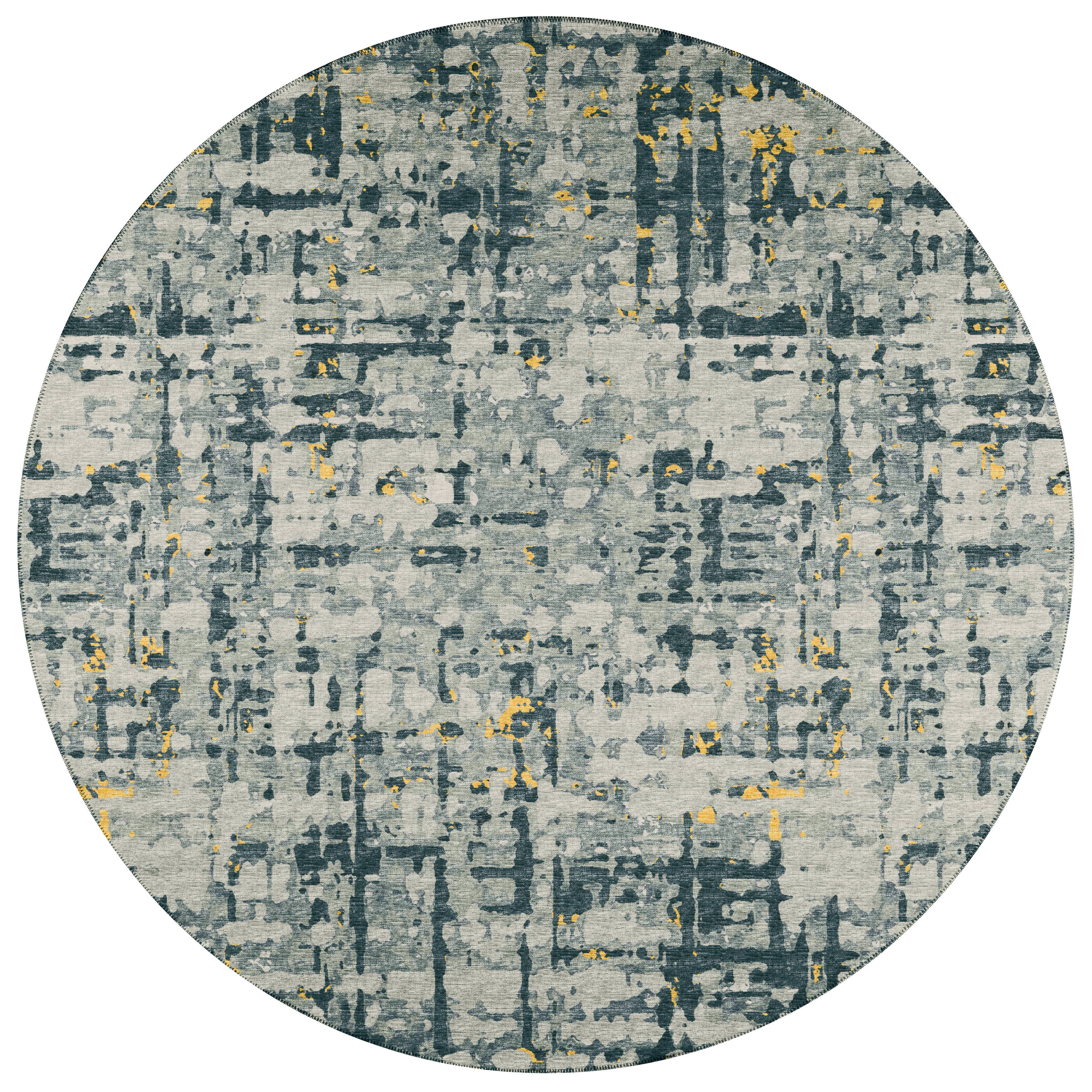 Addison Rugs ABV35GI8RO Bravado 8 x 8 (ft) Chenille Gilded Round Indoor/Outdoor Abstract Southwestern Area rug