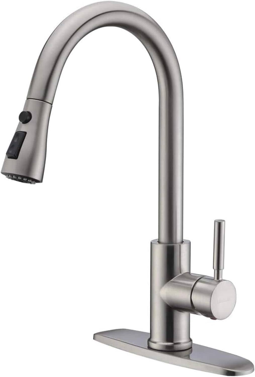 JUSHUA Single Handle High Arc Brushed Nickel Pull Out Kitchen Faucet Single Level Stainless Steel Kitchen Sink Faucets with Pull Down Sprayer Suitable for Laundry Rv Bar