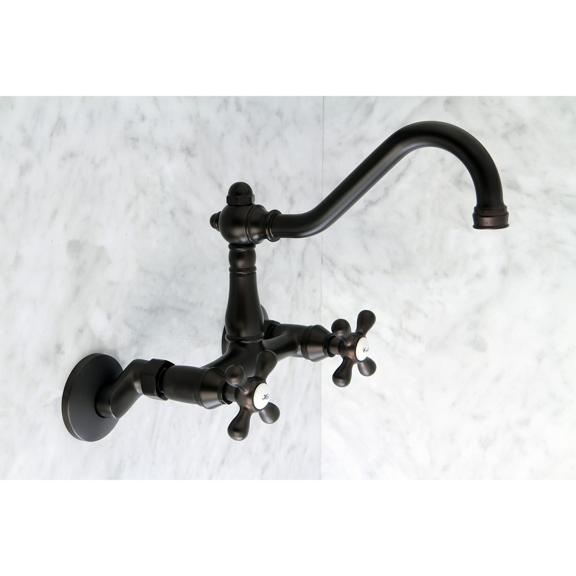 Kingston Brass WLKS3225AX Vintage Oil-rubbed bronze Double Handle Wall-mount Handle Residential High-arc Kitchen Faucet