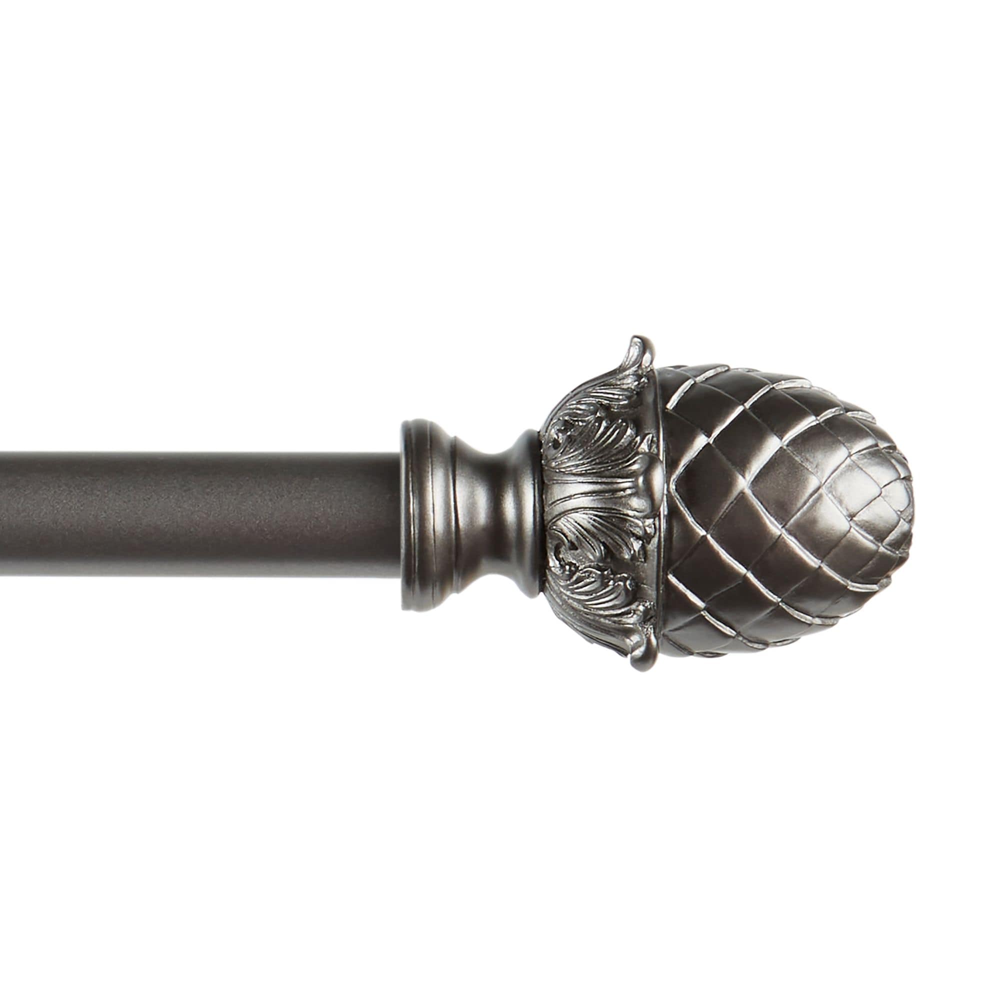 Gunmetal Adjustable Iron Curtain Rod with Acorn Finials
