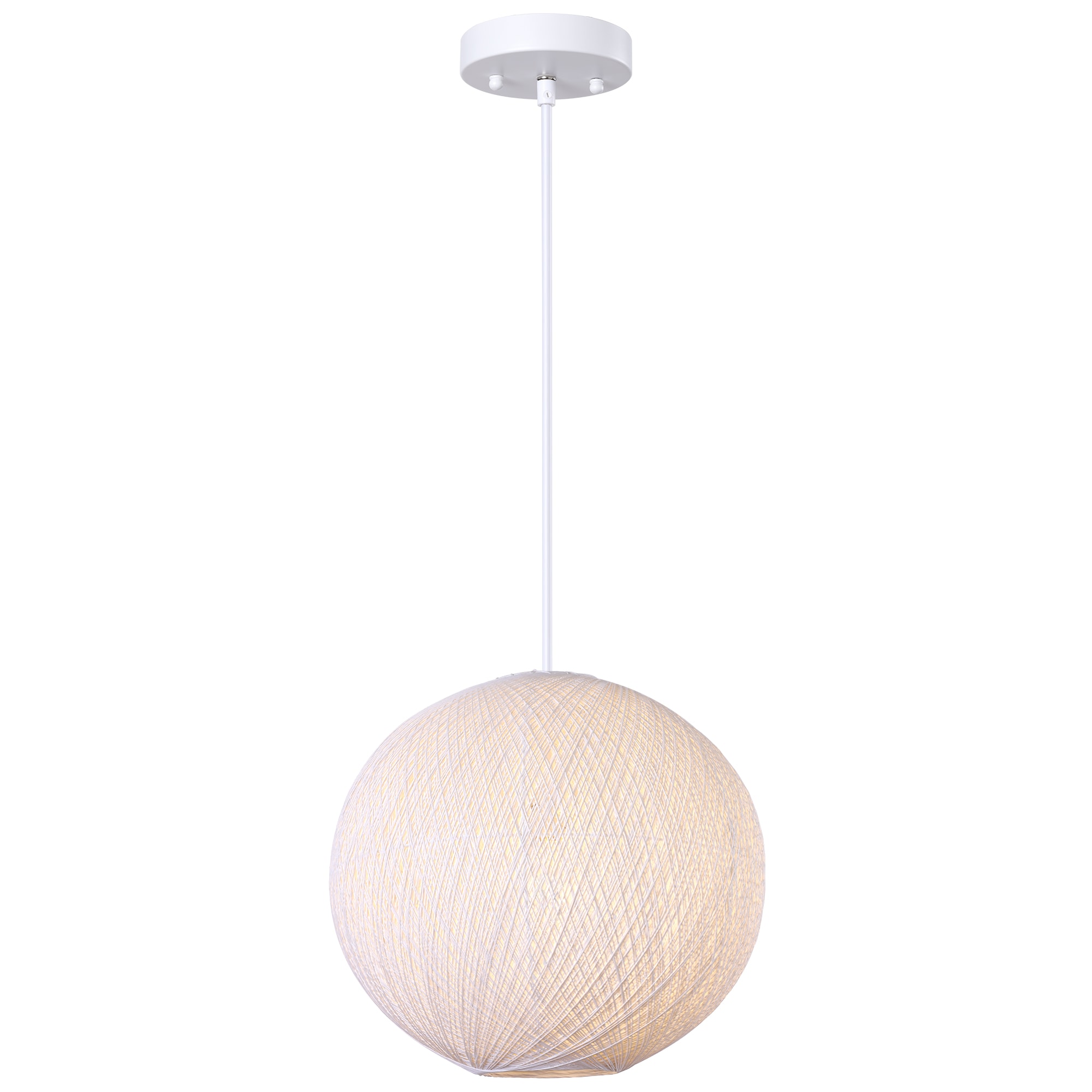 LamQee 06FTL0310AWT Rattan Chandelier 1 -Light White Farmhouse For Use in Bedrooms, Dining Rooms, Foyers, Kitchens, Living Rooms Chandelier