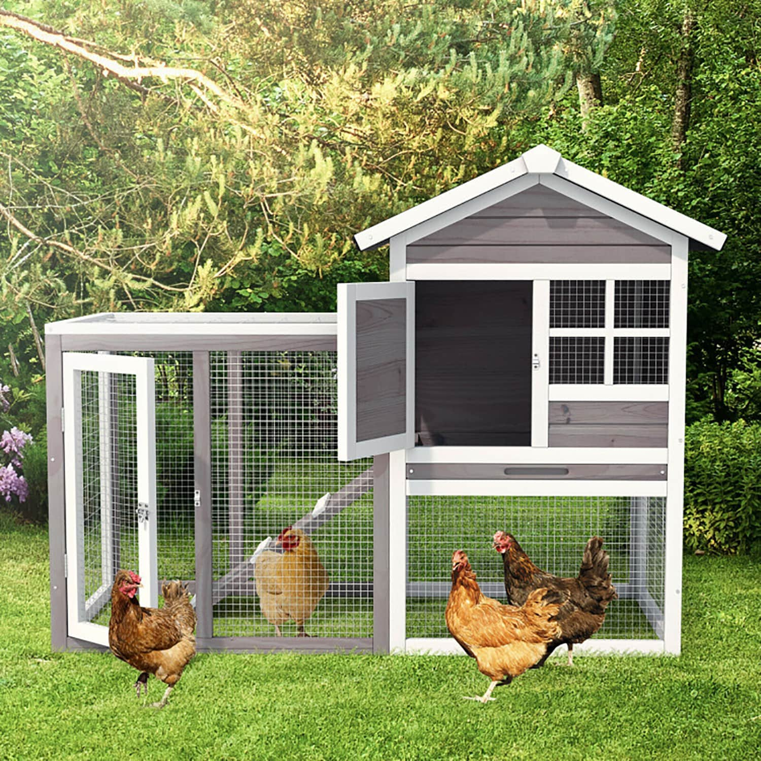 GZMR Gray Wood Convertible Chicken Coop and Rabbit Hutch in the Chicken ...