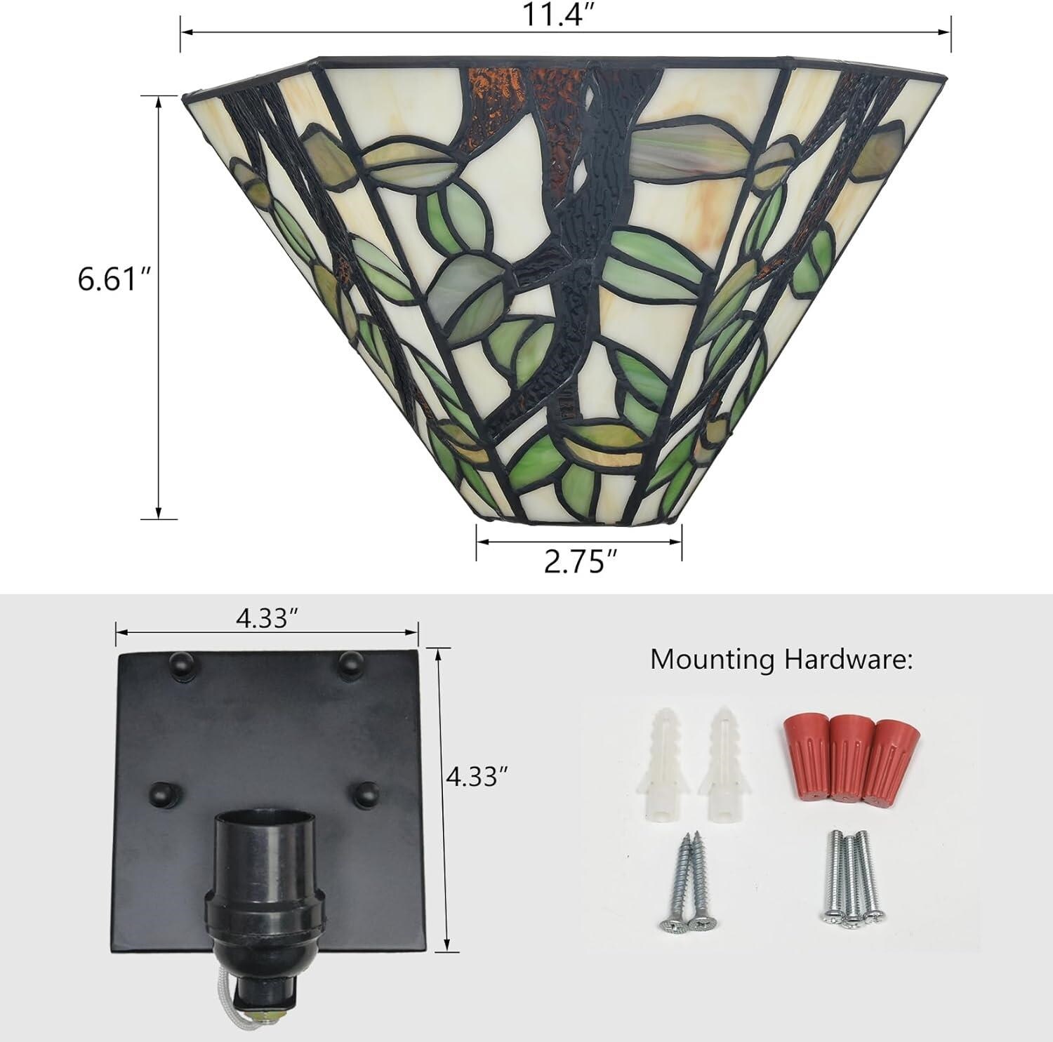 Tiffany Style Black Copper Glass Wall Sconce Light