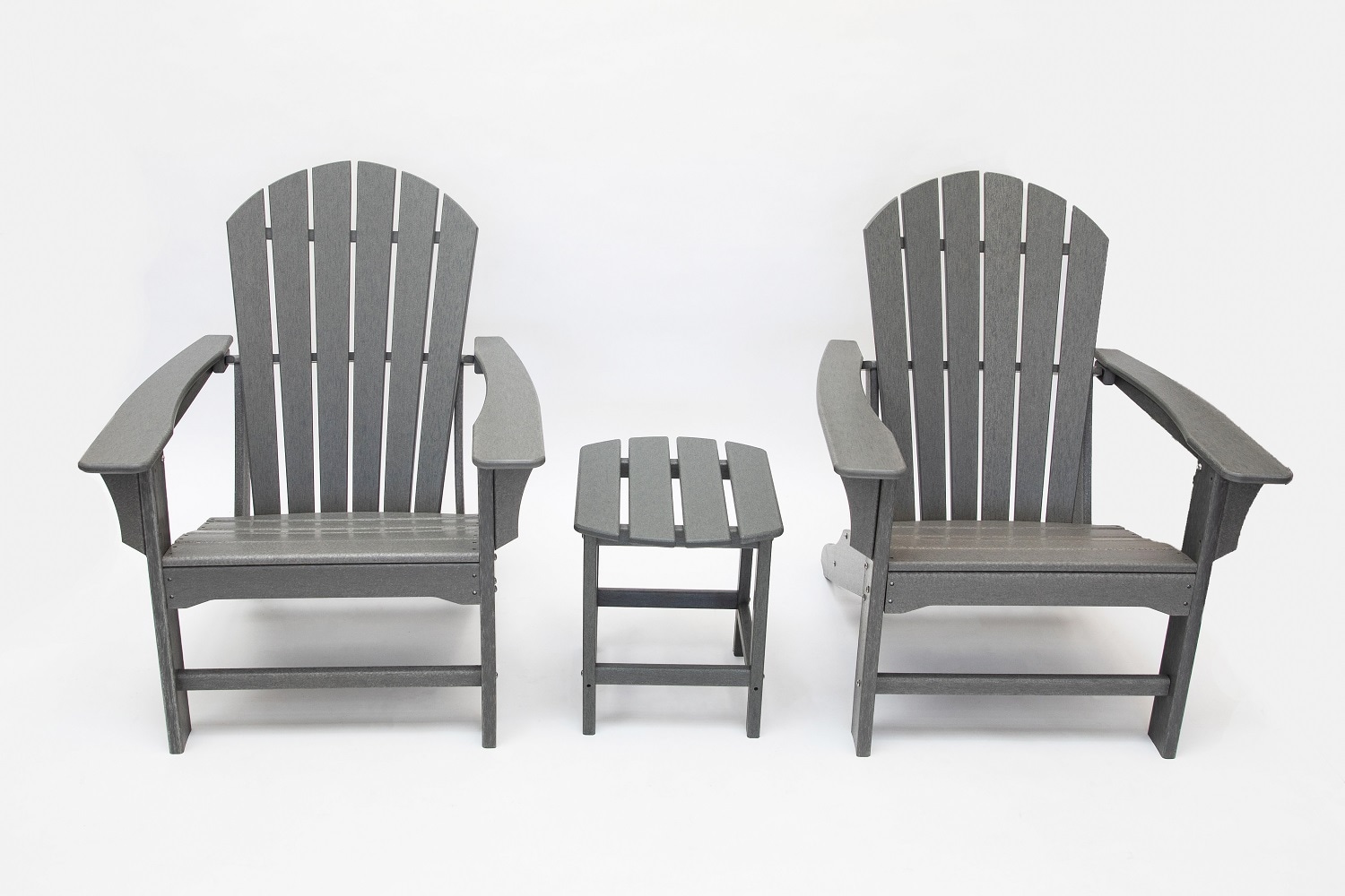 LuXeo LOW-1518-SGRY2T Hampton Adirondack 3 -Piece Patio Conversation Set